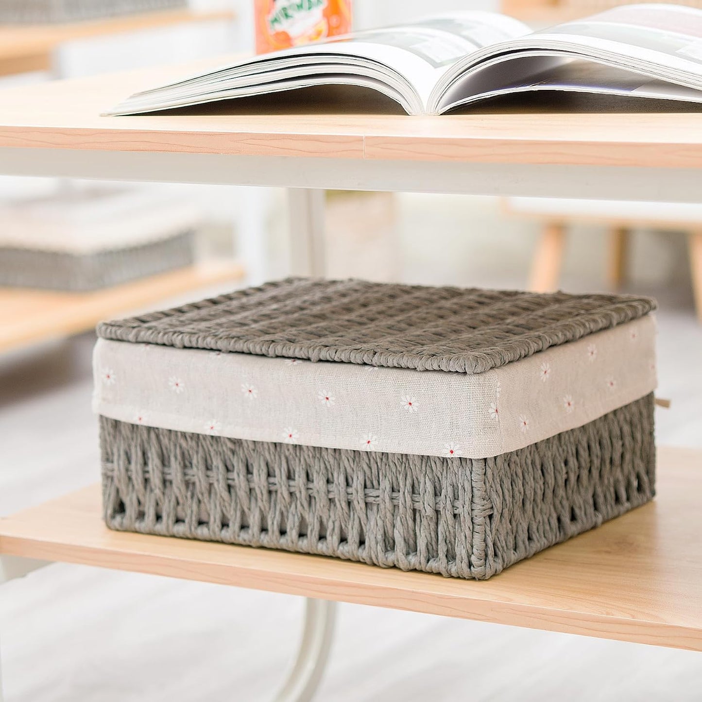 GIB Small Wicker Storage Baskets / Grey