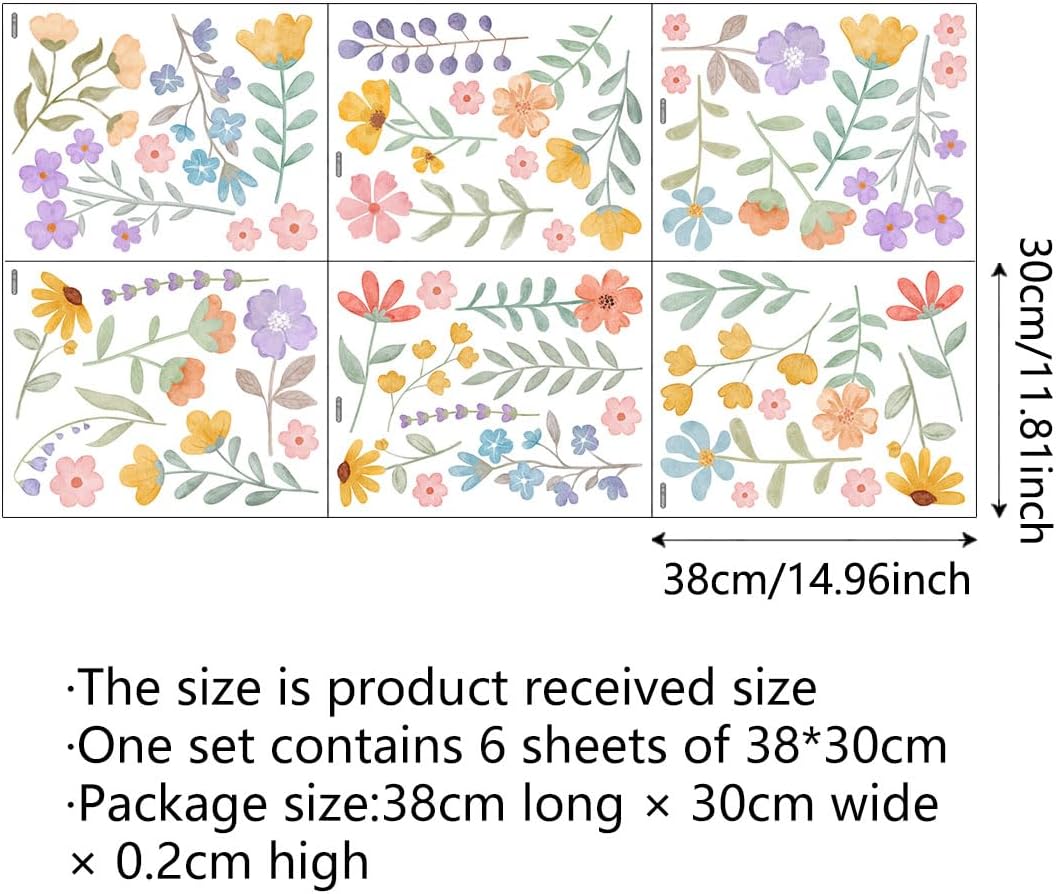 Boho Watercolor Flower Wall Decals / Wildflower Wall Stickers