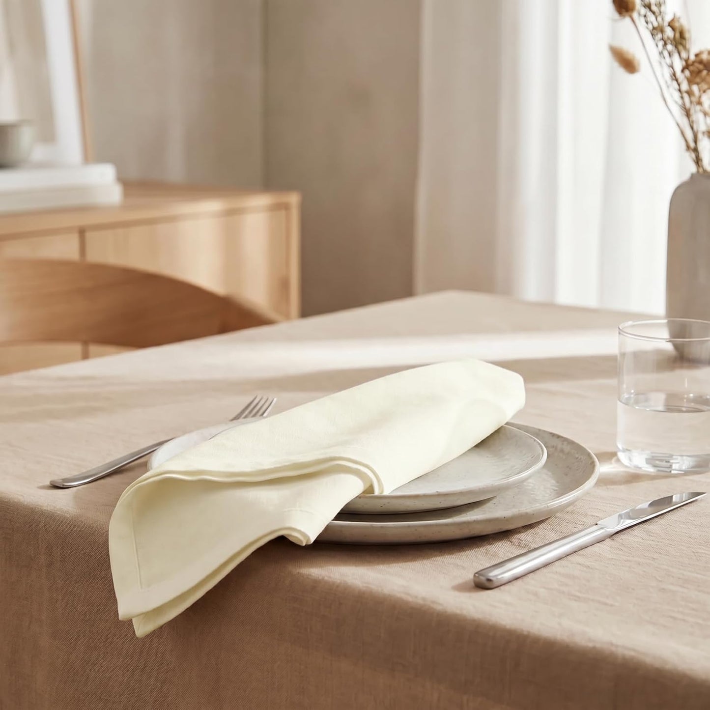 Urban Villa Cloth Napkins Cotton 20x20 (Set of 12) Ivory