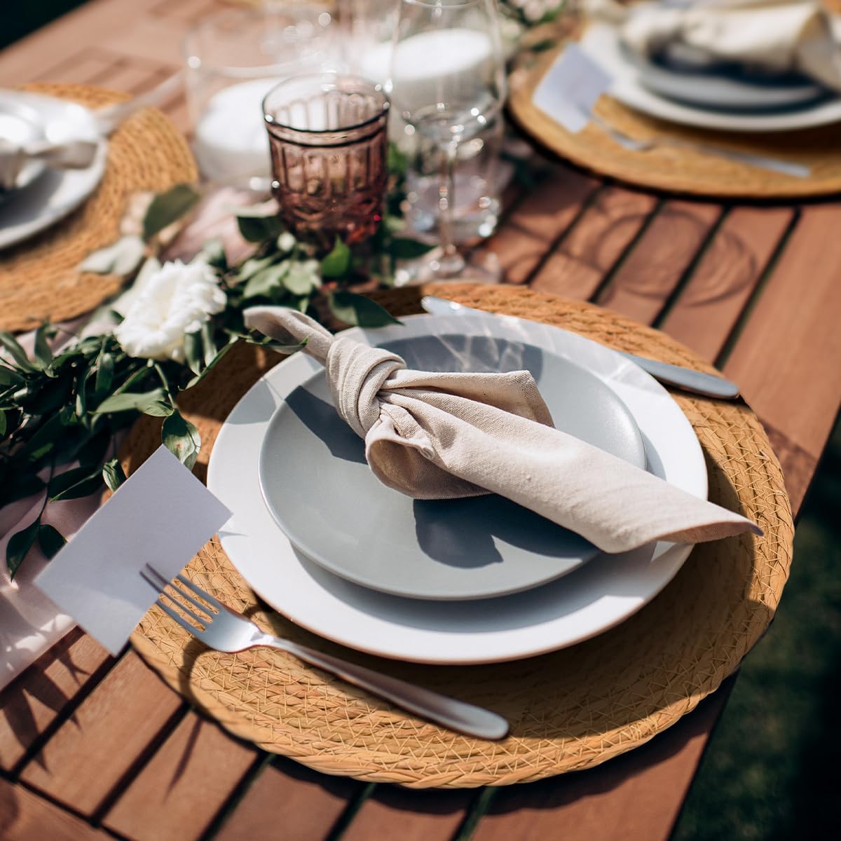 BAVIFY 13.8" Round Woven Placemats Set of 10, Table Mats for Dining Table | 13.8 Inch Place Mats Set of 10, Wicker