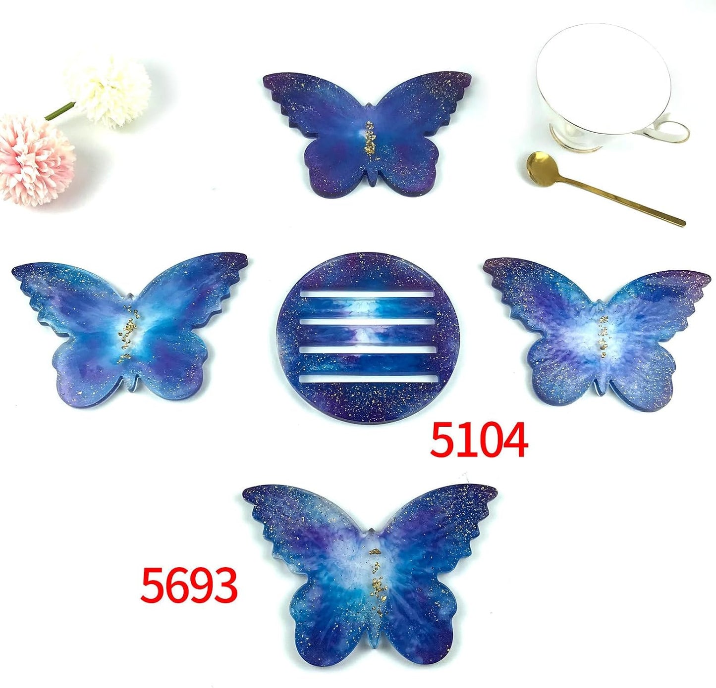 Butterfly Coaster Resin Mold Set / Red
