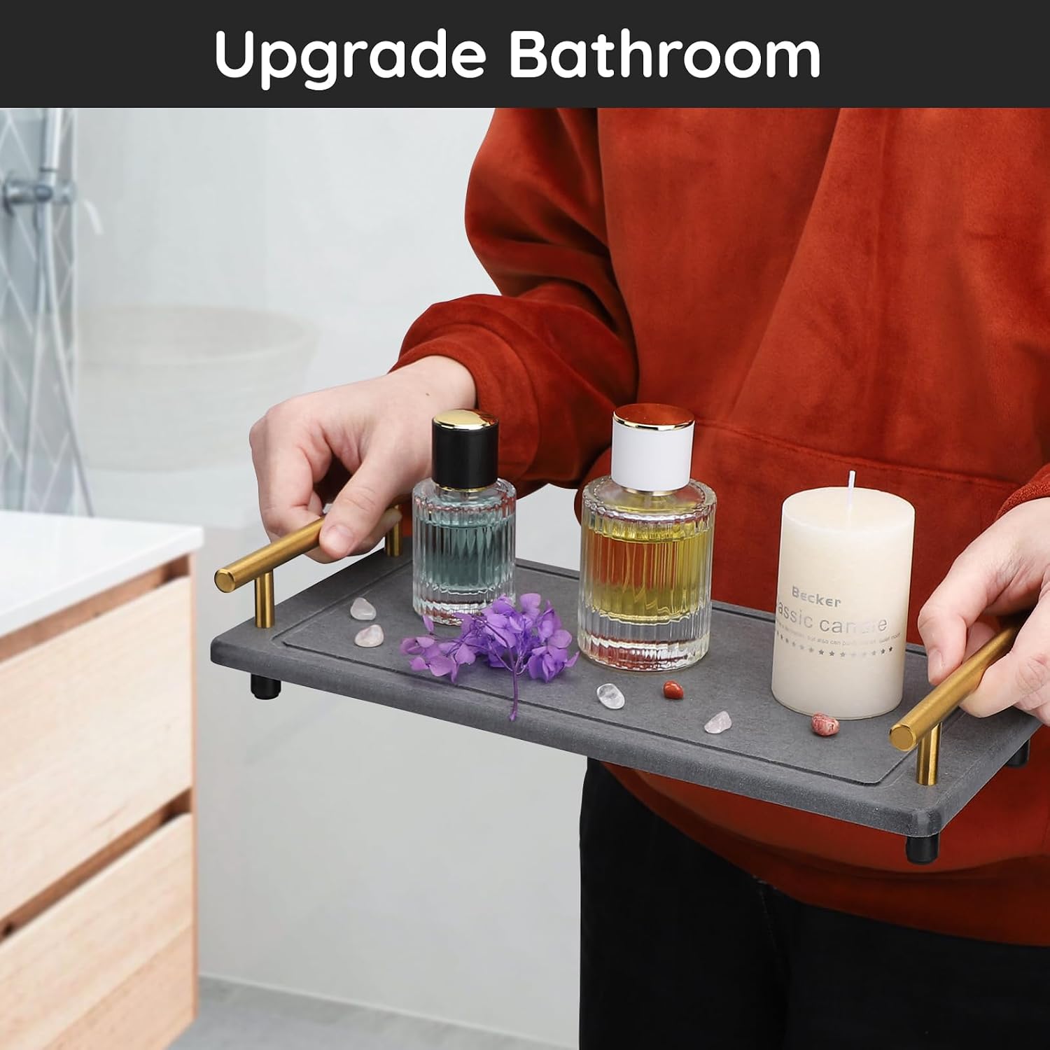 Bathroom Counter Tray / Gray-gold / 12.2 x 5.9 x 2.5