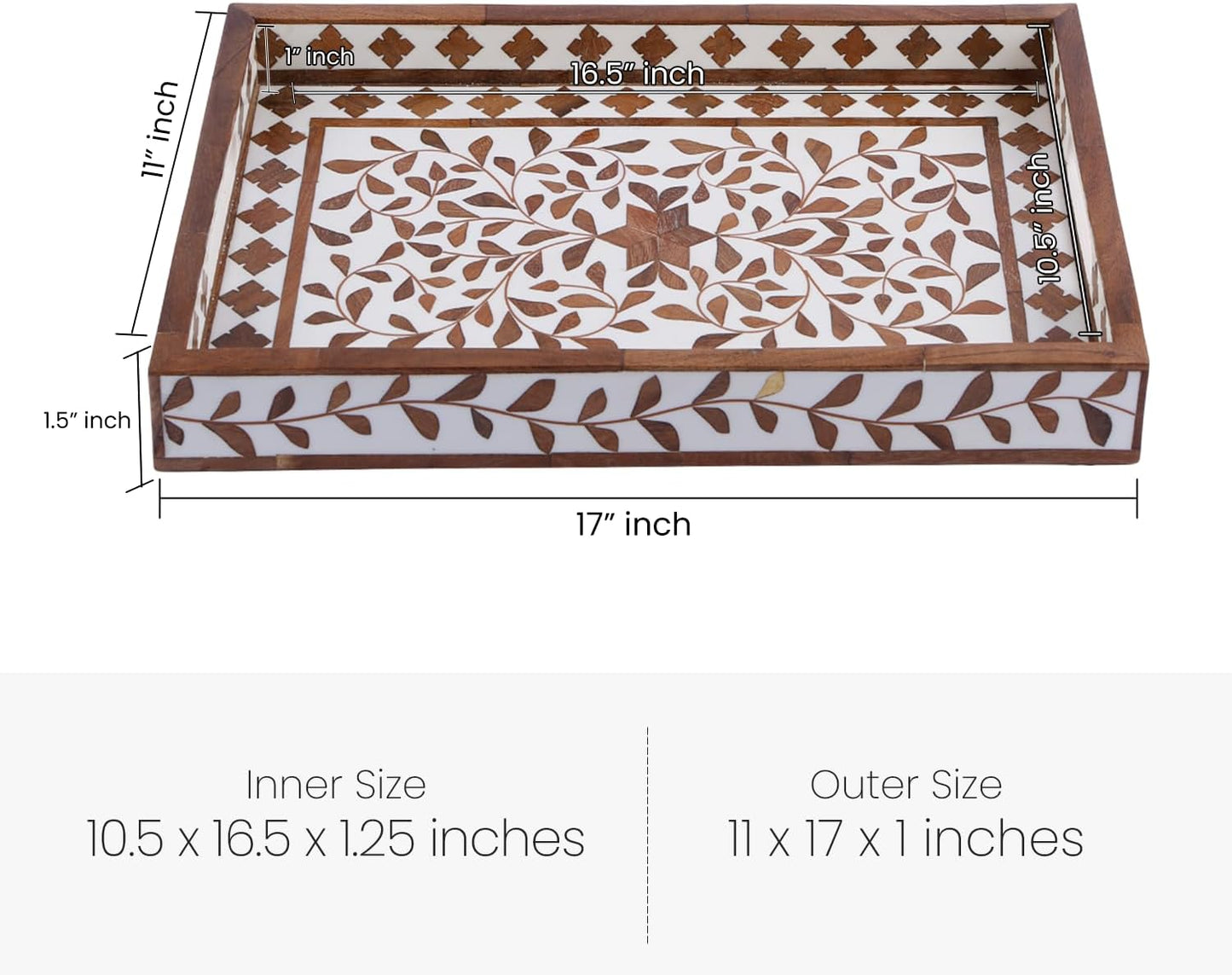 Wood & Resin Inlay Coffee Table Tray / 11 x 17 / Plato