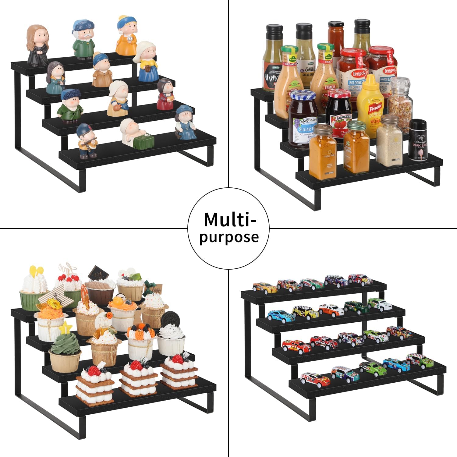 YINMIT Wooden Display Riser Stand, Tiered Perfume and Cologne Organizer Stand, 4 Tier Spice Rack Organizer, Rustic