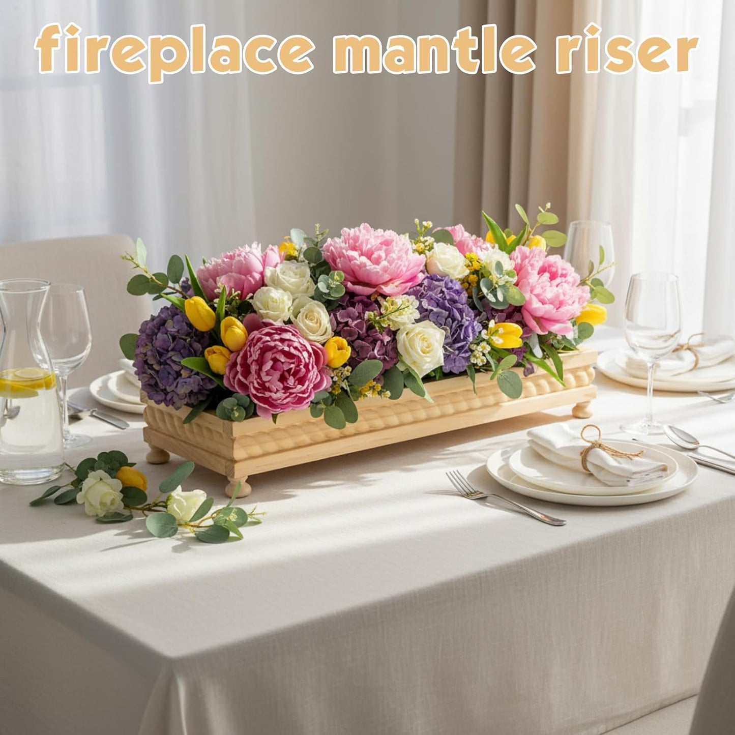 Spring Decorative Wooden Tables Centerpiece Tray / Wood / Set of 24