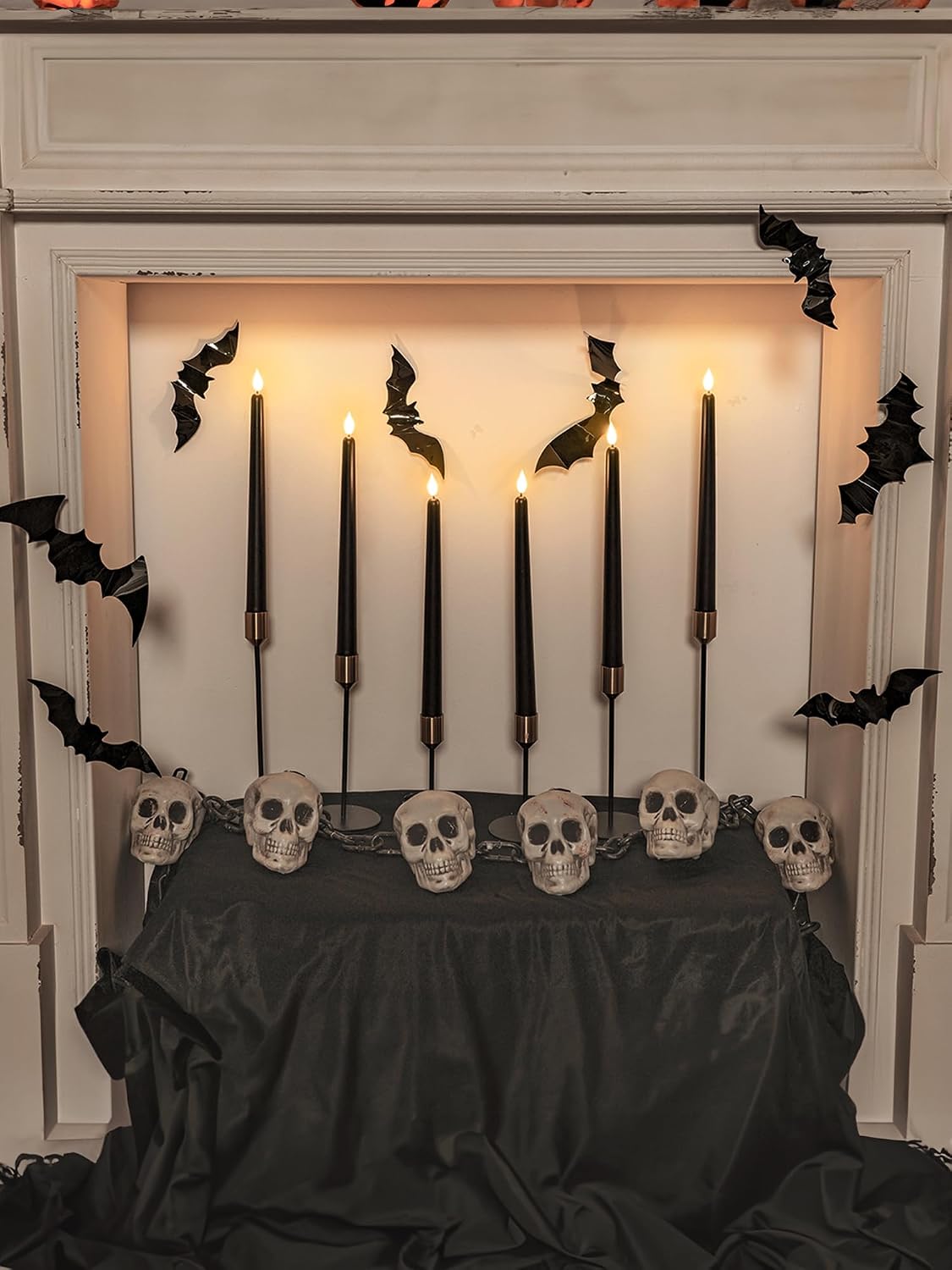 Homemory 12 Pcs Black Flameless Taper Candles Flickering, NO Remote, 11 Inches Taper Candles Battery Operated