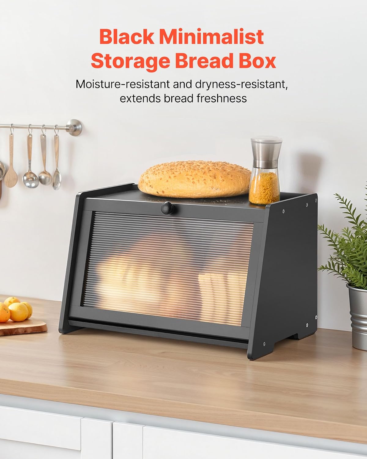 VEVOR Bread Box for Kitchen Counter, Large Capacity Bamboo Bread Storage Container, Farmhouse Wooden Breadbox Organizer
