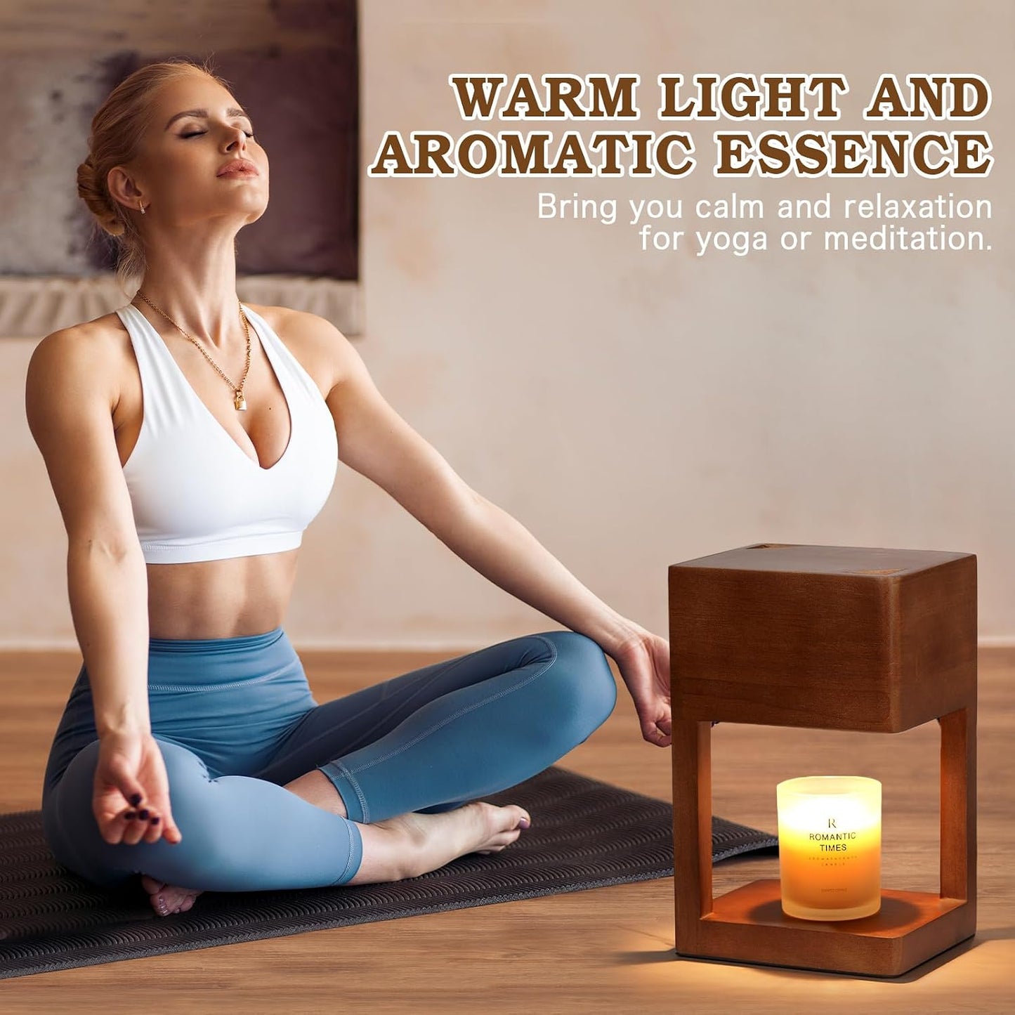 Candle Warmer Lamp Wood with Timer, Dimmable Electric Candle Lamp Warmer for Jar Candles, 2*35 Watt Bulb, Mothers Day