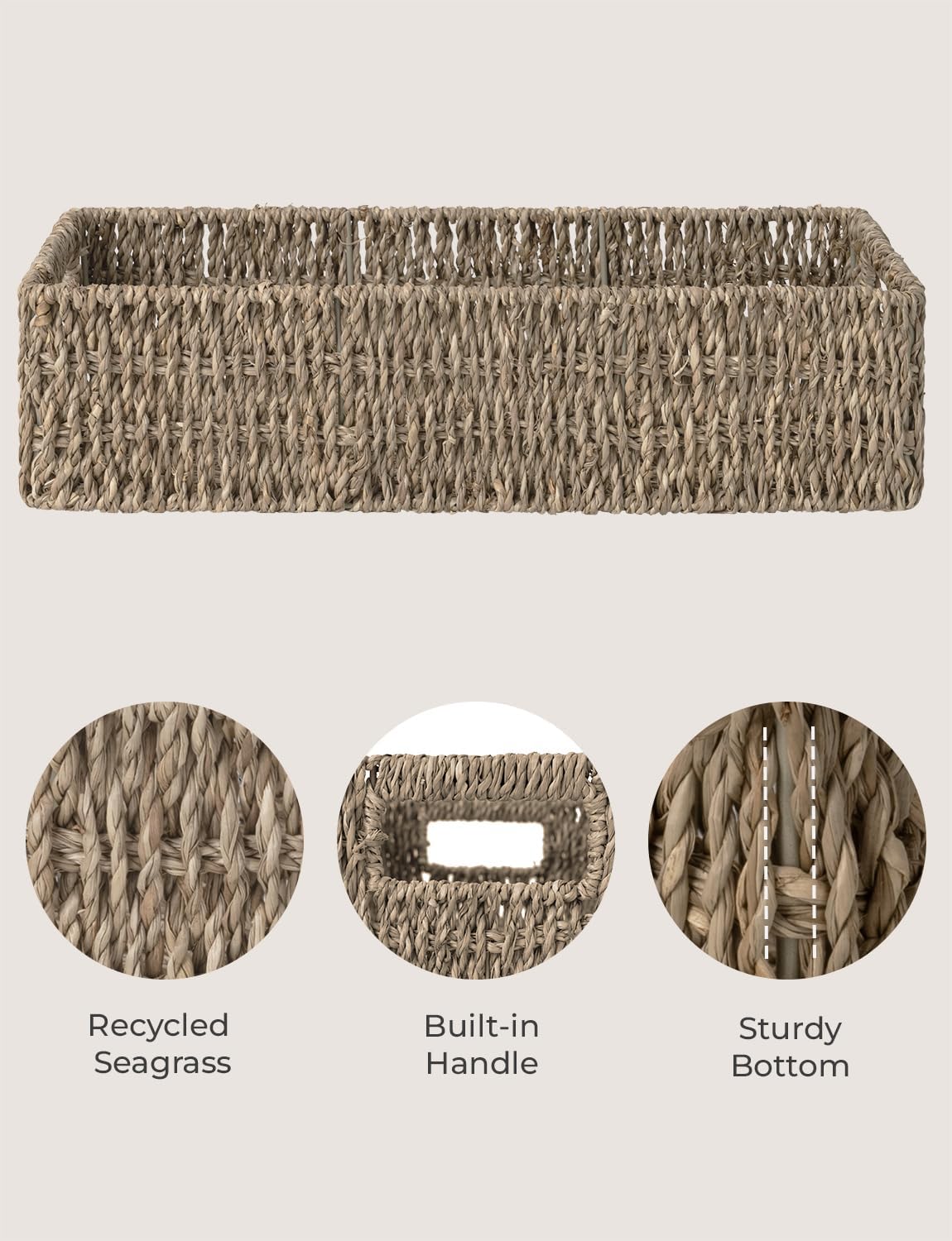 Seagrass Baskets / Built-in Handles / Natural