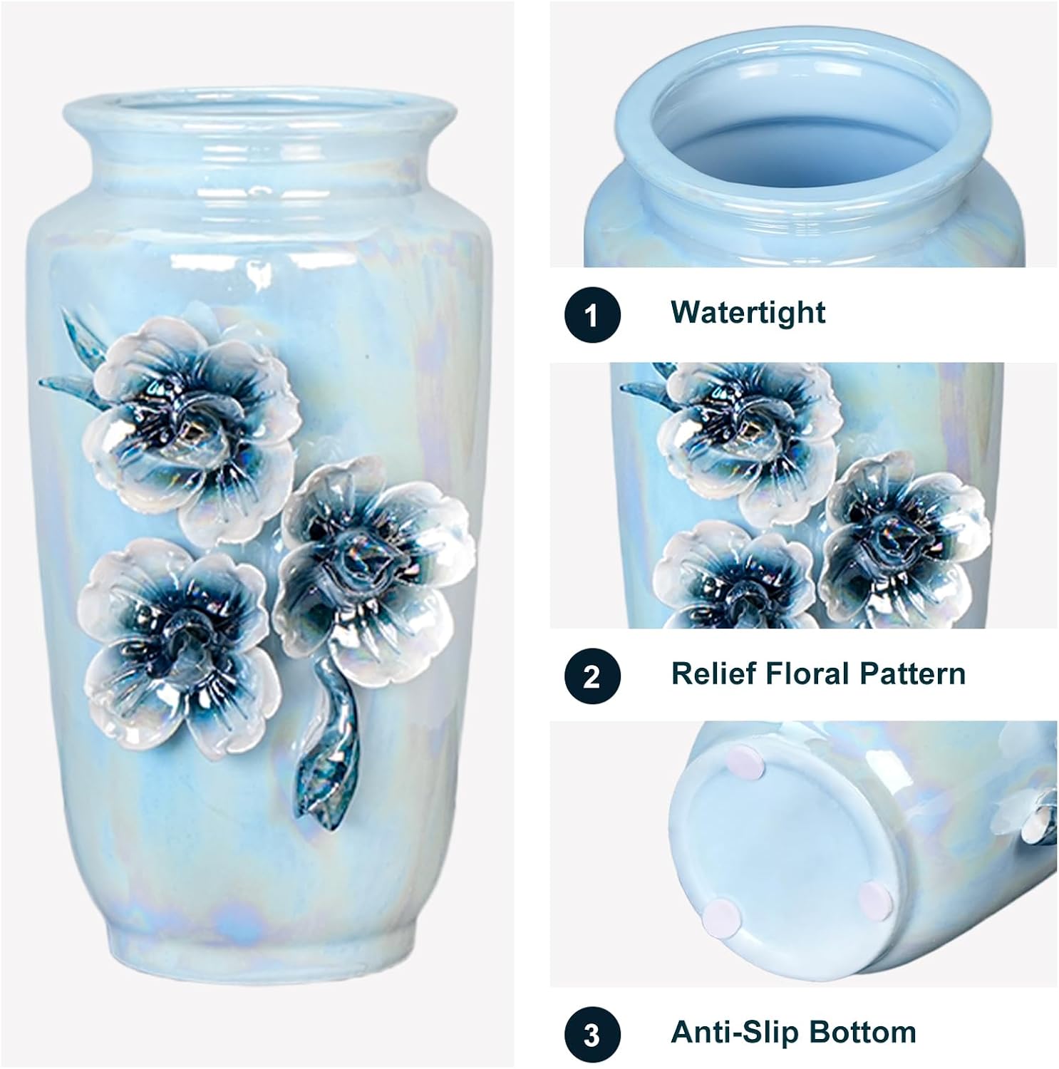 Ceramic Vase / Small Decorative Vase / Blue / 7 Inch