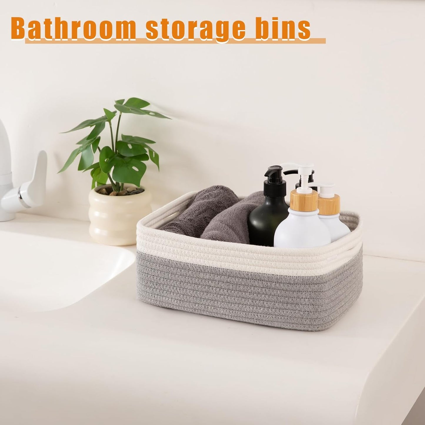 Small Bins / Organizer Baskets / Grey/white / 11.8"*7.8"*4.7 / Set of 4