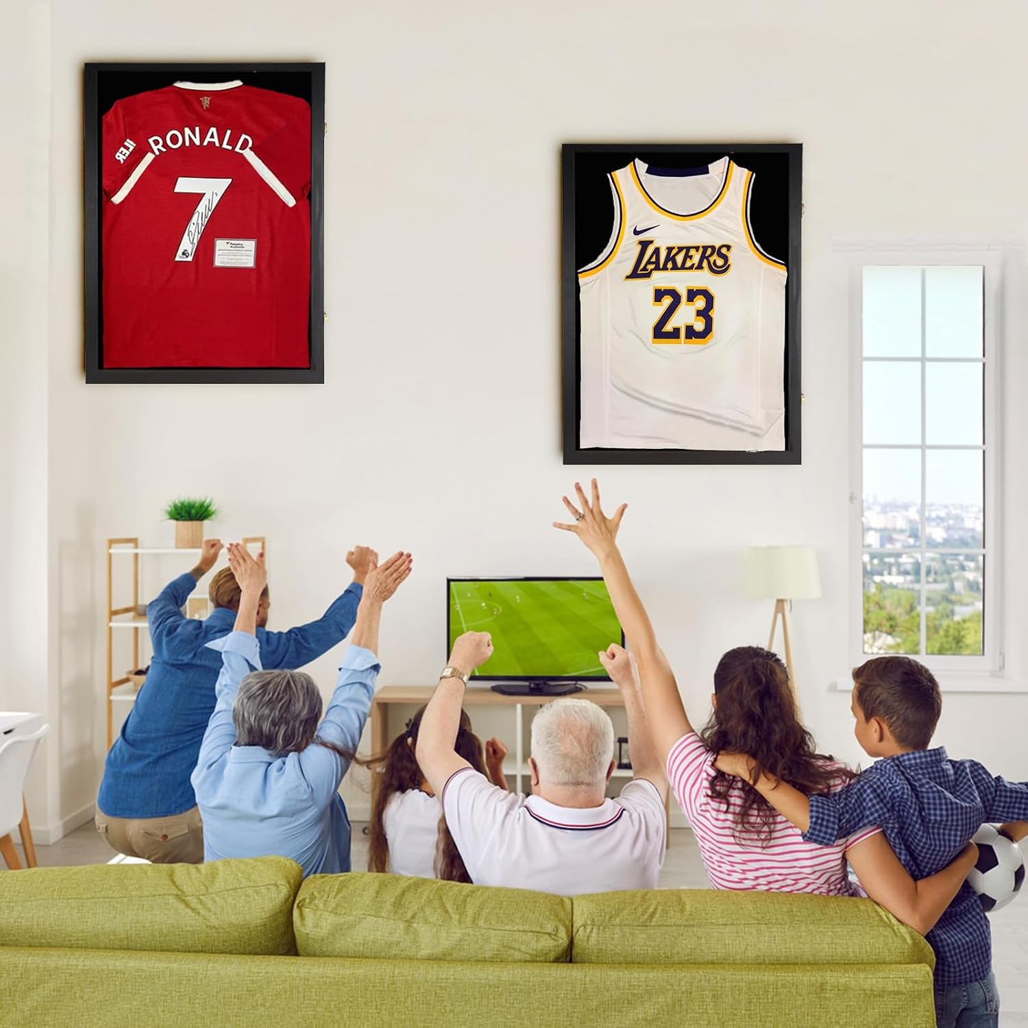 Jersey Wooden Frame Display Case -Shadow Box with 98% UV Protection Acrylic and Hanger for L or XL Baseball Basketball