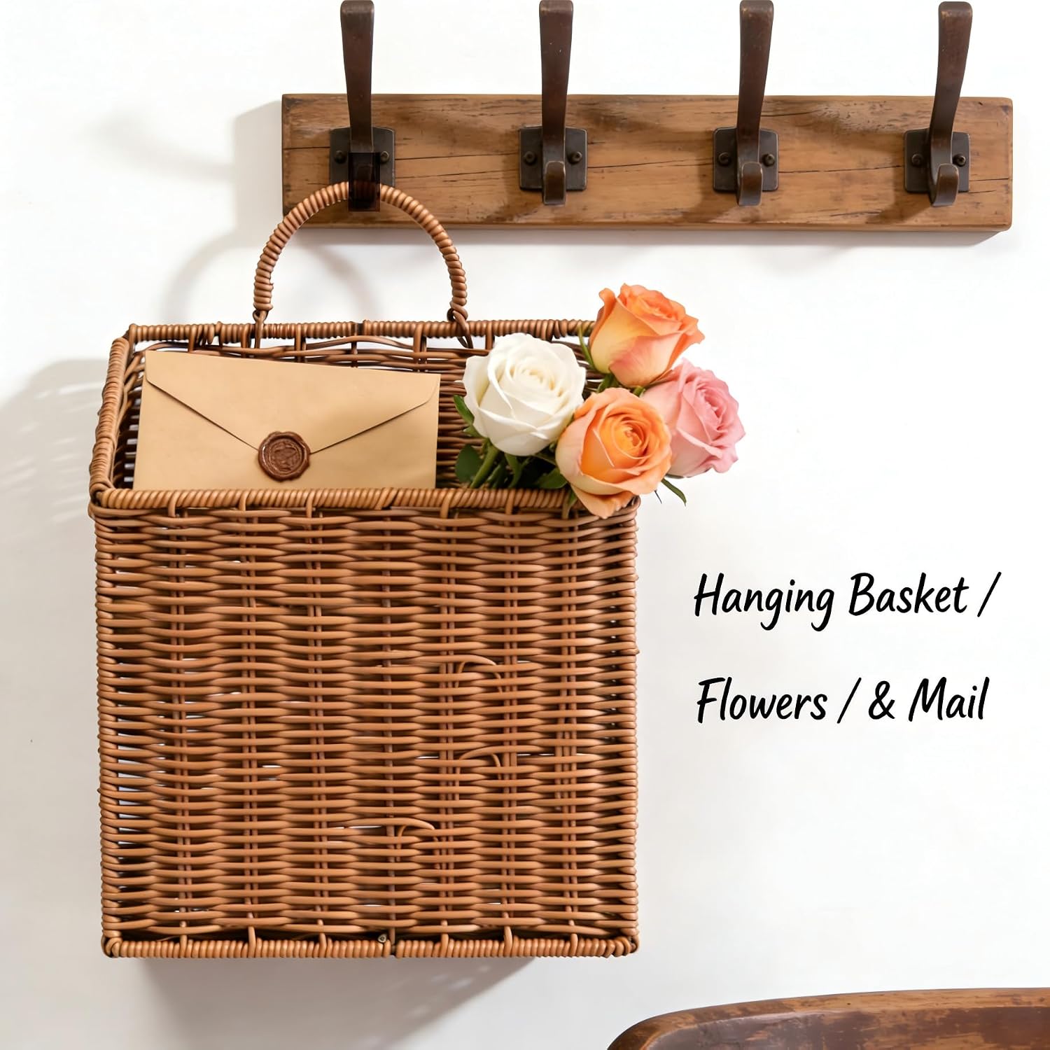 Handmade Rattan Hanging Wall Baskets / L+M / Set of 2