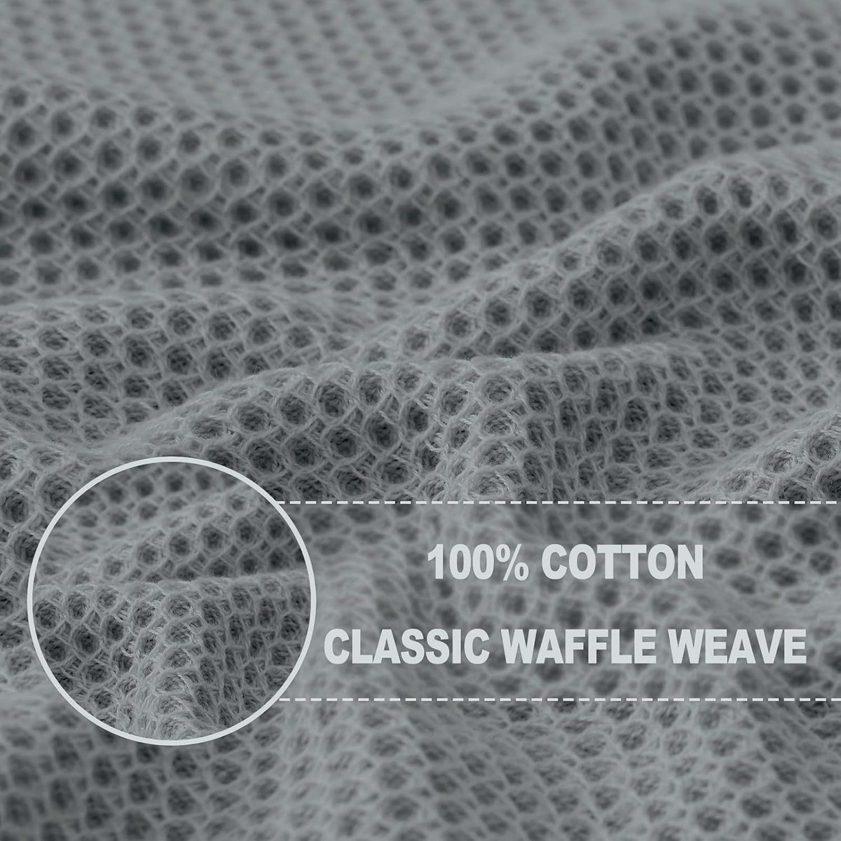 Homaxy 100% Cotton Waffle Weave Kitchen Dish Cloths 24-Pack, Grey | 12 x 12 Inches, Ultra Soft Absorbent Dish Towels