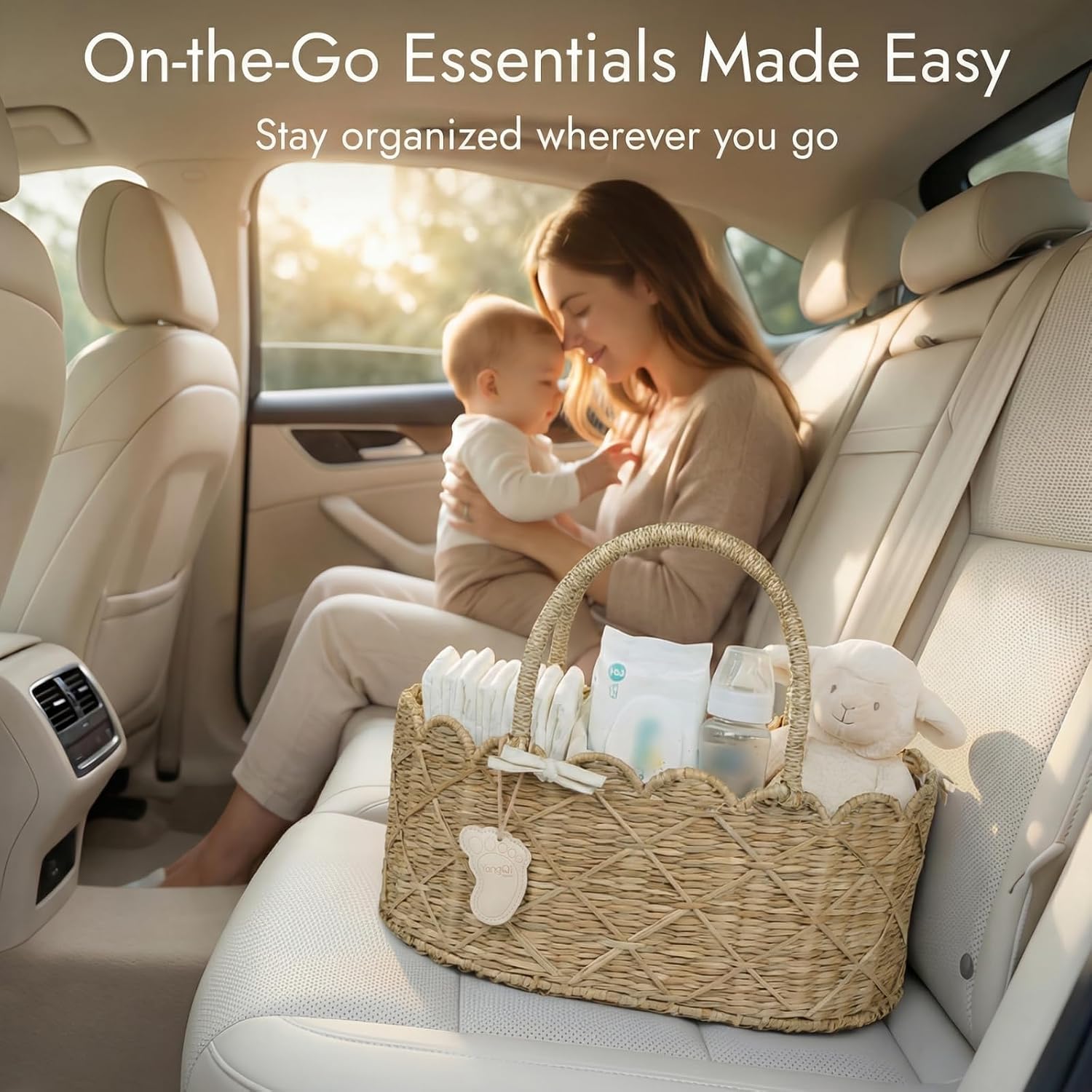 Seagrass Nursery Baby Basket for Baby Essentials / Diamond