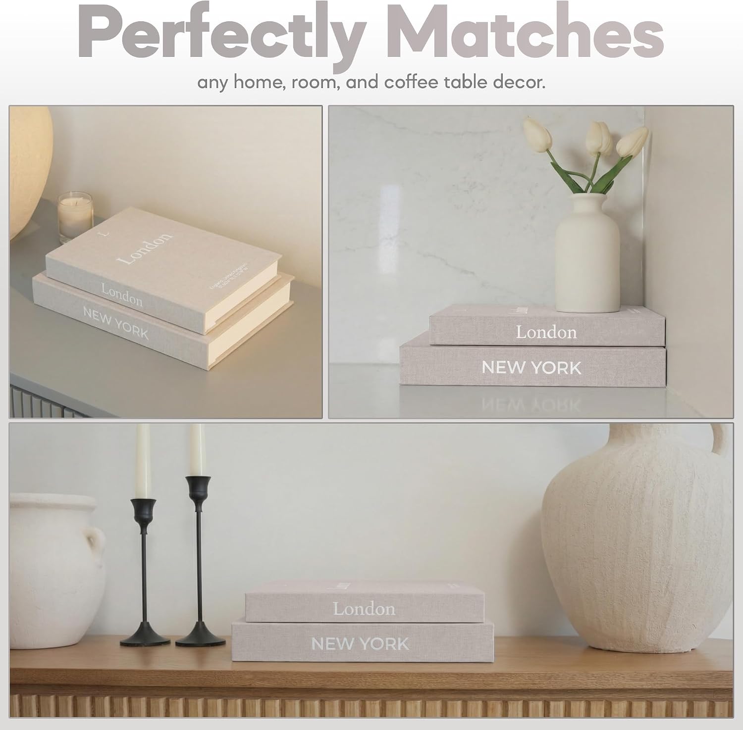 Faux Book Storage Box / Mocha/mocha / Modern / Beige / Set of 2