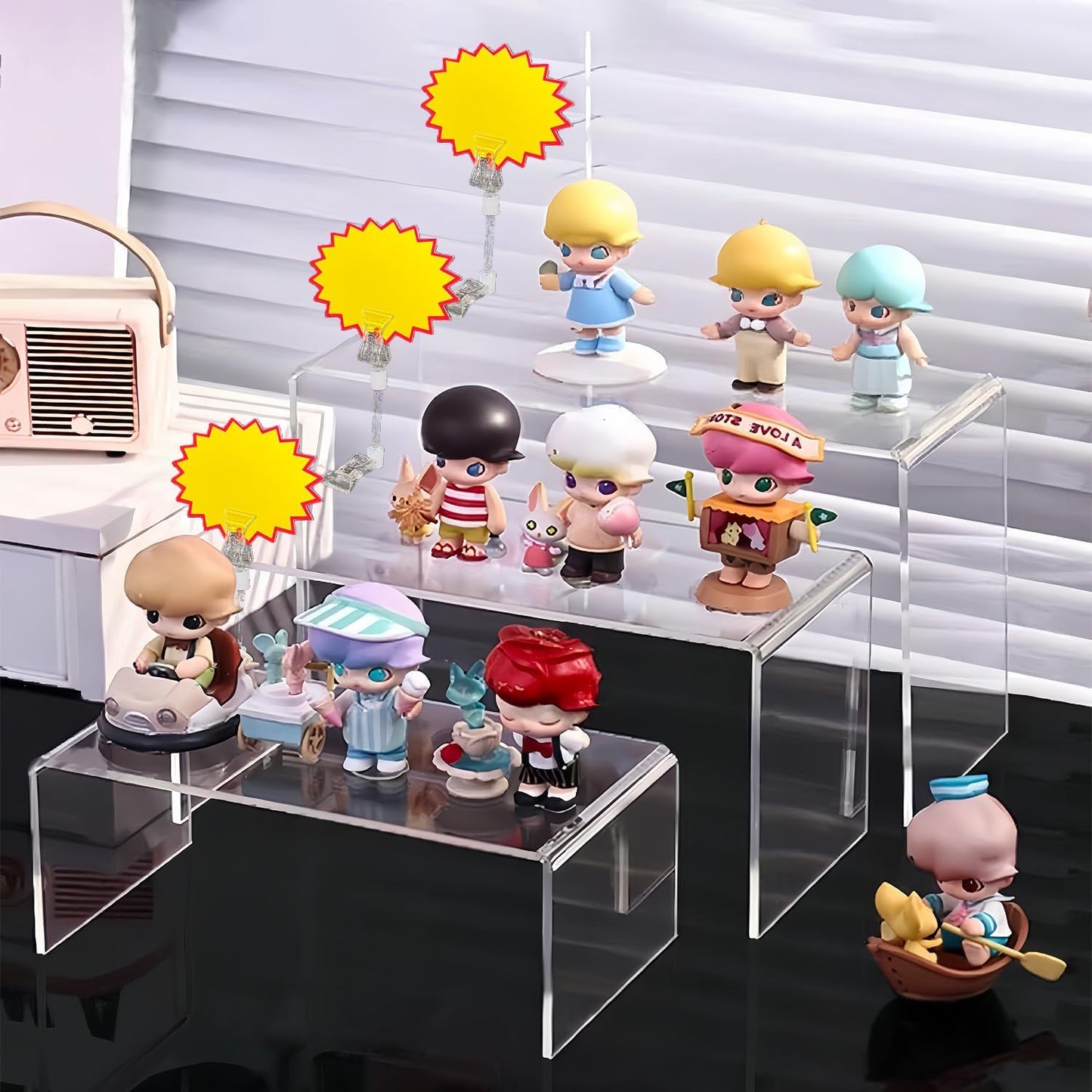 Multi-Size U-Shaped Stands for Retail / Clear / 7 Inch / Set of 5