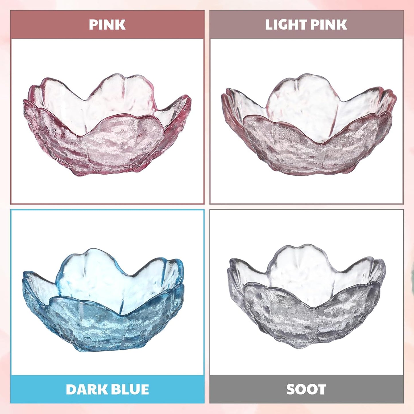 Flower Jewelry Dish Glass Ring Holder Small Decorative Trinket Tray Aesthetic Jewelry / Set of 4