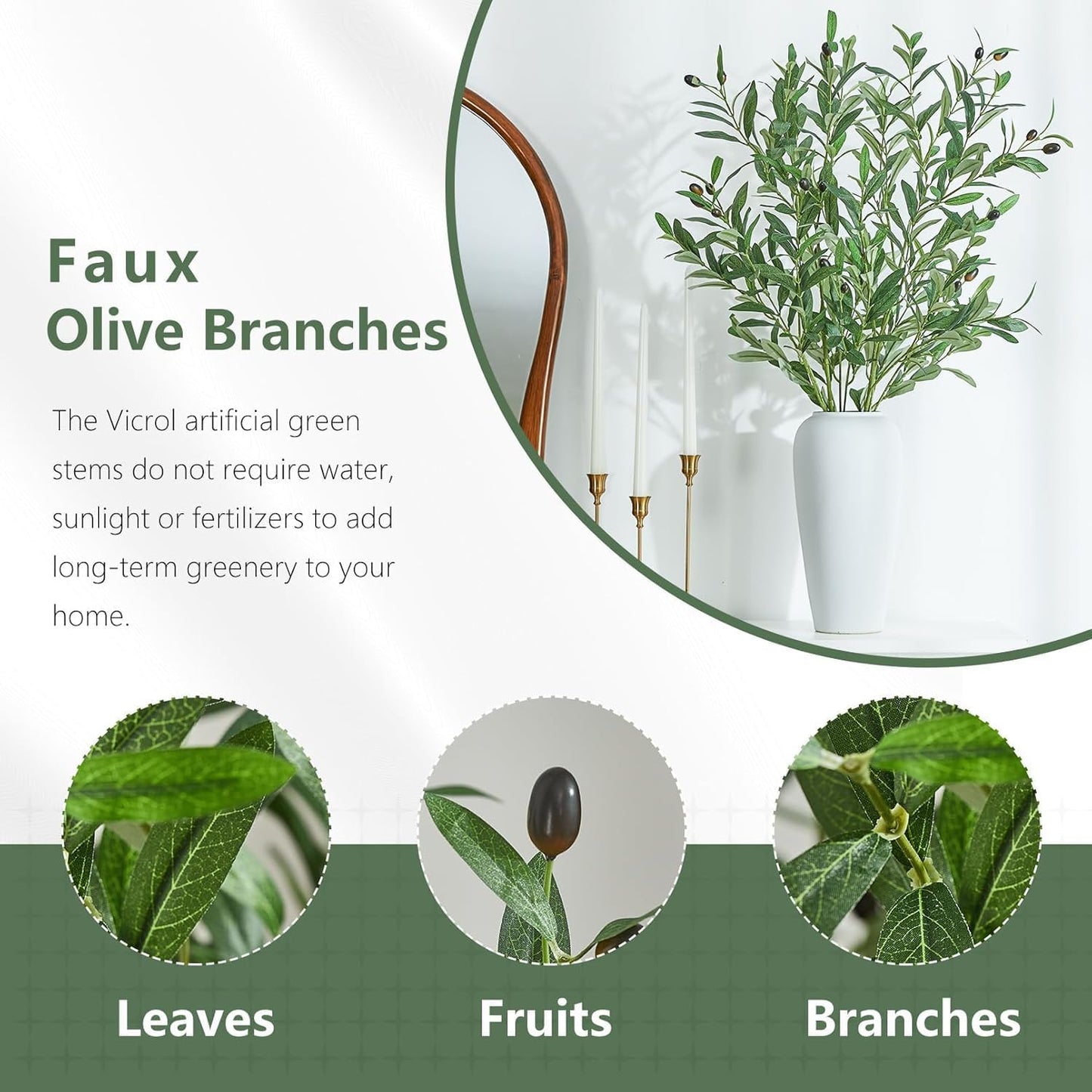 Artificial Olive Branches / Black / 39 Inch / Set of 4
