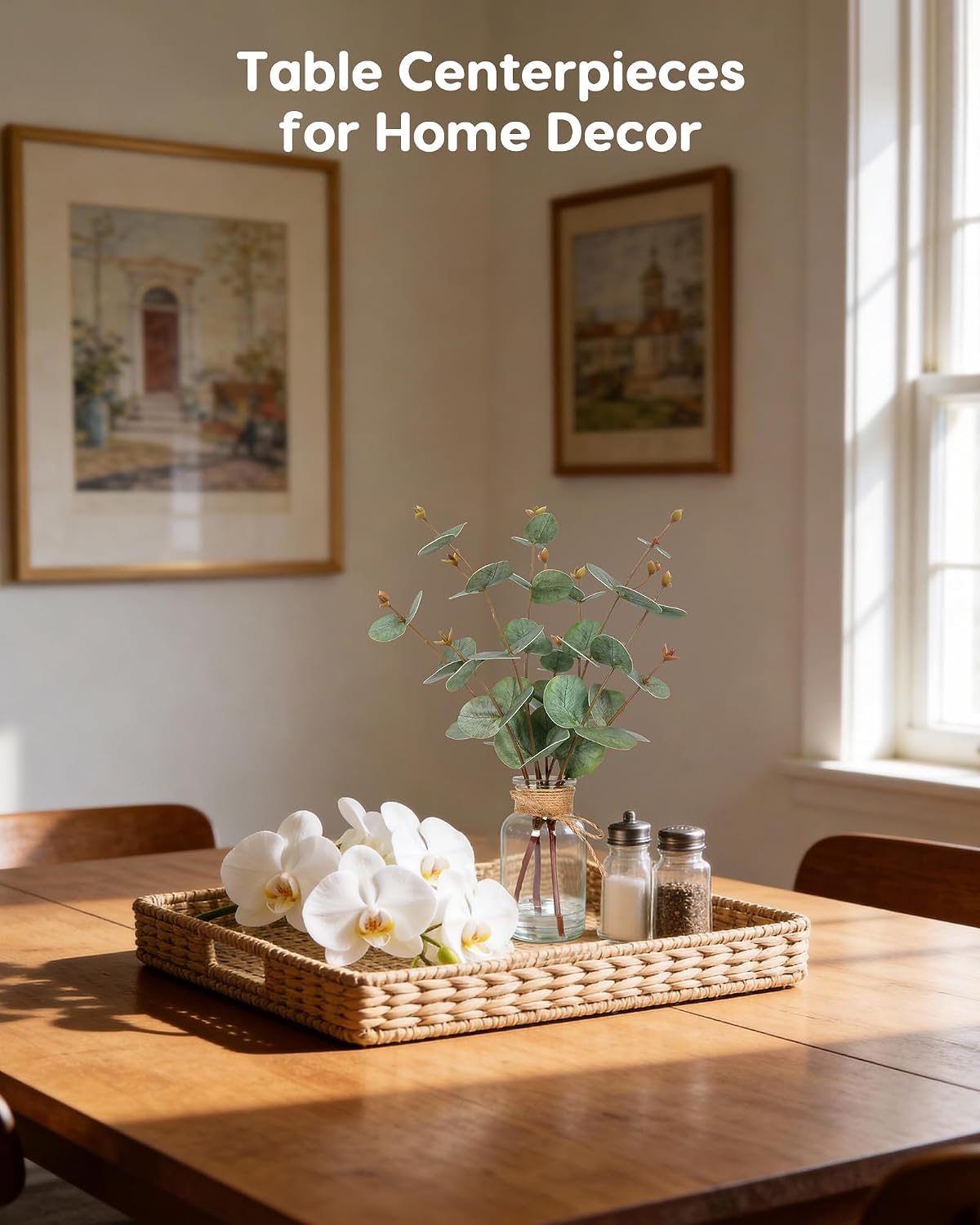 Faux Eucalyptus Stems in Vase / Green Eucalyptus