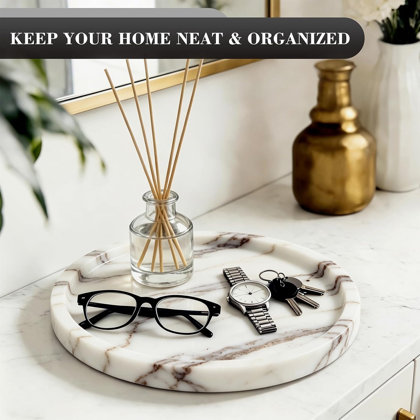 Round Marble Tray / Calacatta / Natural