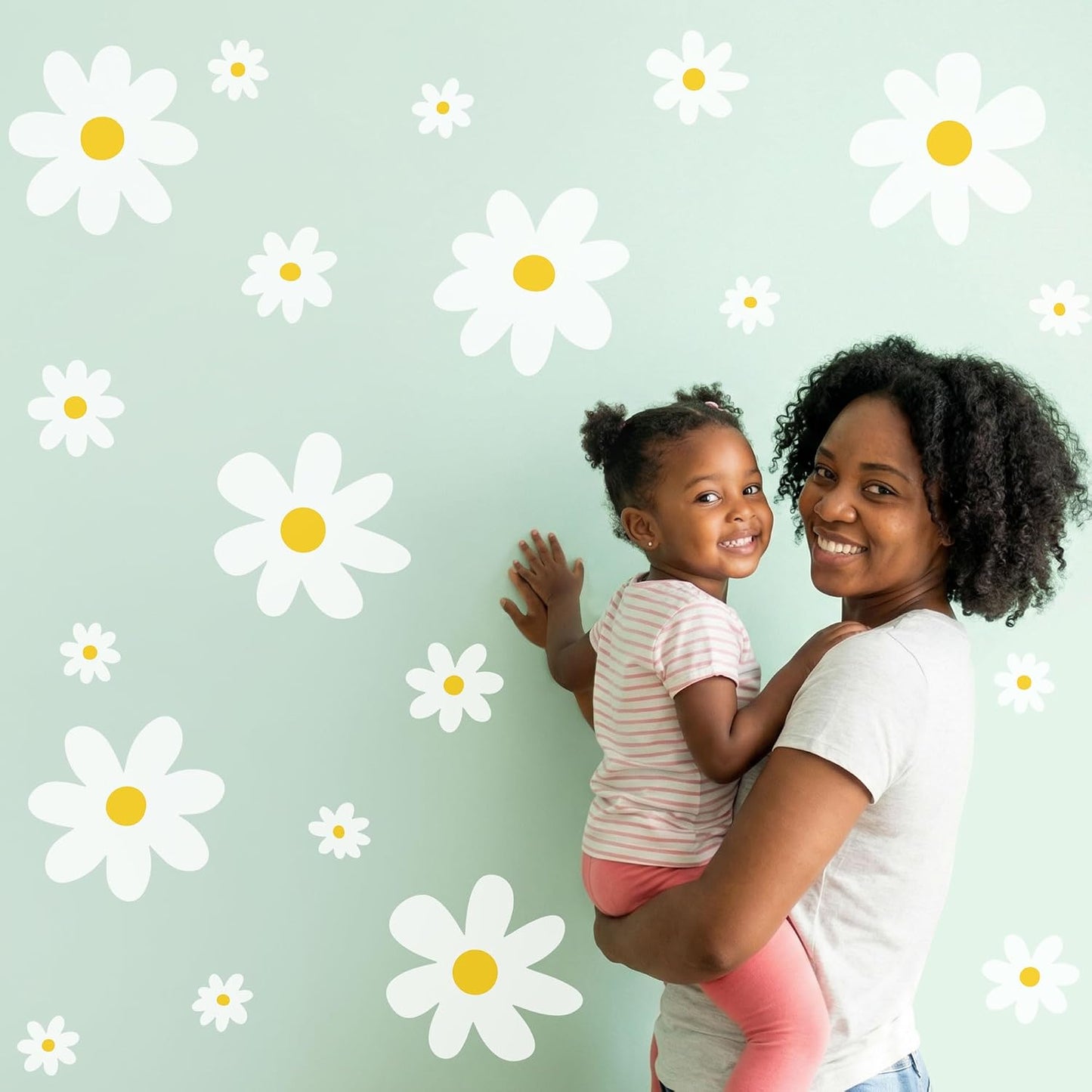 Large Daisy Wall Decals / White / Set of 42