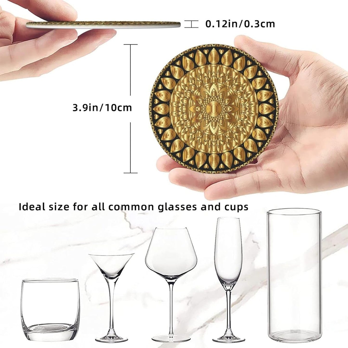 Holder Stand / Pu Leather Absorbent Coasters / Set of 6