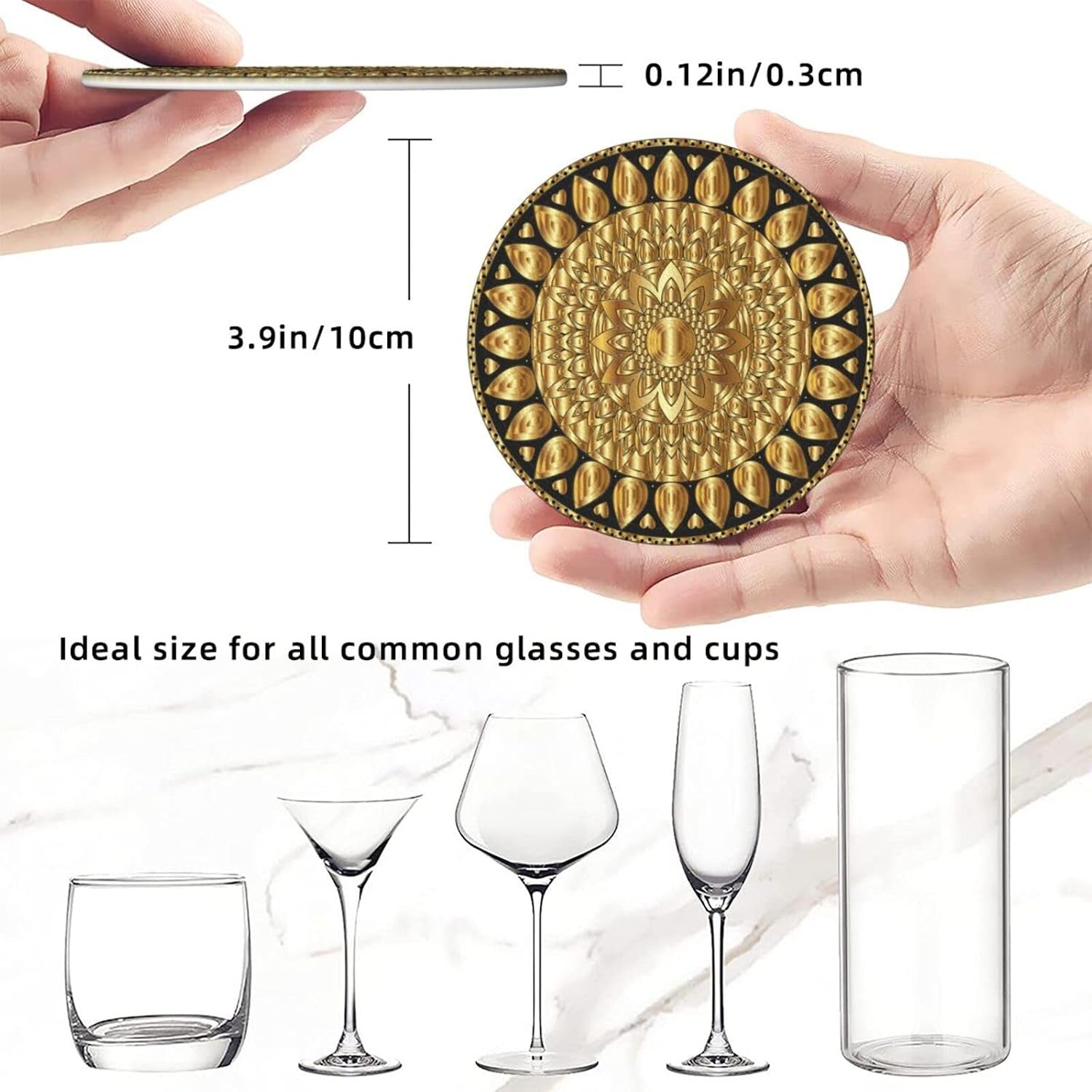 Holder Stand / Pu Leather Absorbent Coasters / Set of 6