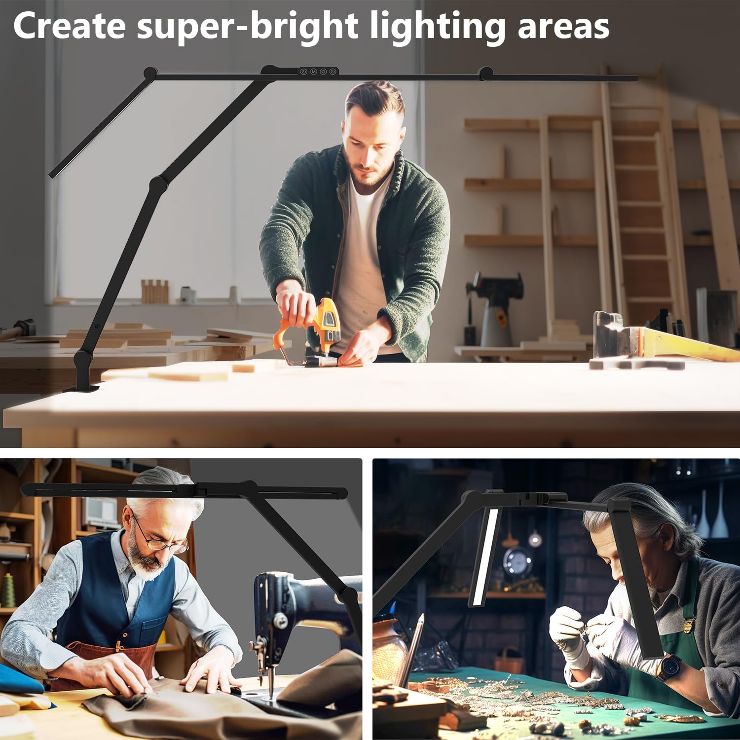3000 Lumen Ultra Bright Architect Desk Lamp with Clamp, 36W Tall Overhead Led Desk Light for Home Office, 47Inch Long
