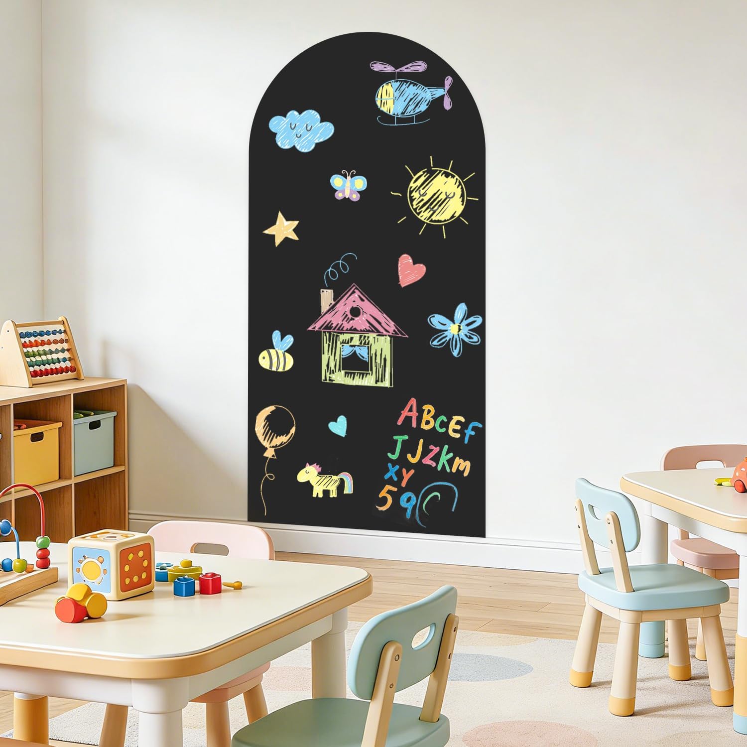 Arch Magnetic Wall Decal Self-Adhesive Chalk Board Wallpaper / 39.3"W x 17.5"H / Black / 39.3 x 17.5
