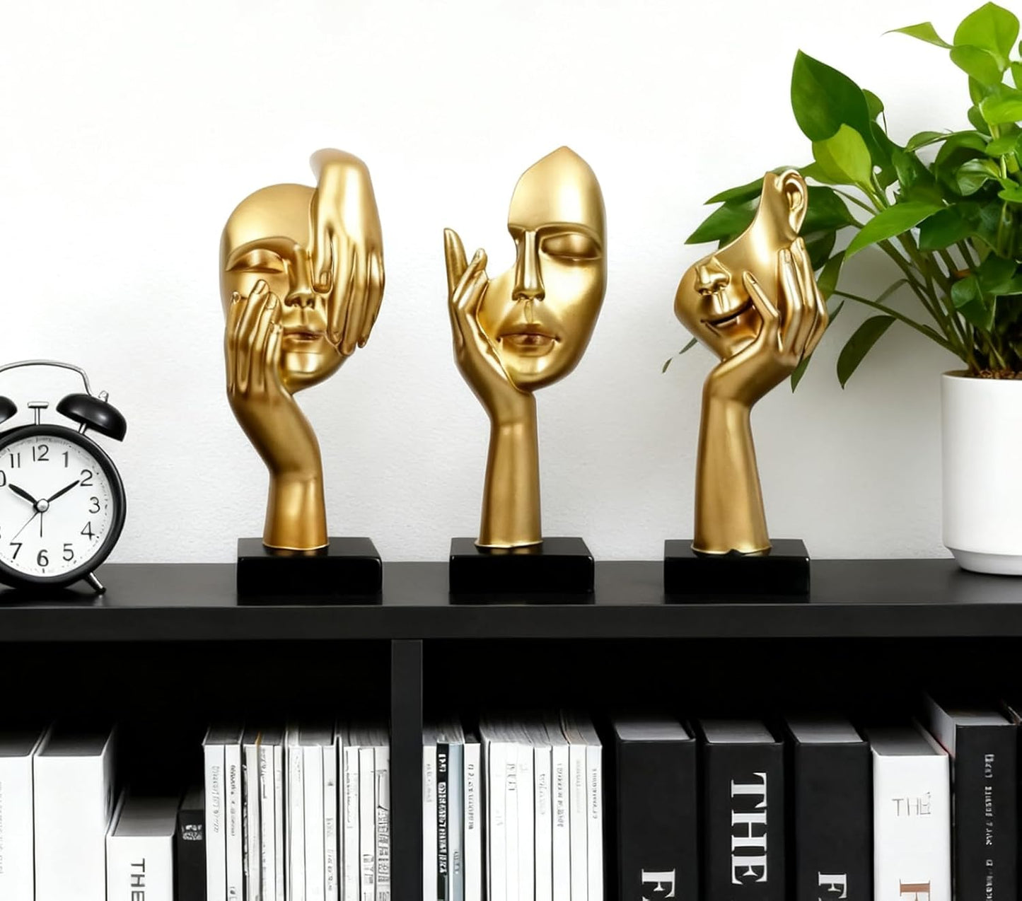 Thinker Statue / Collectible Figurines / Golden / Set of 3
