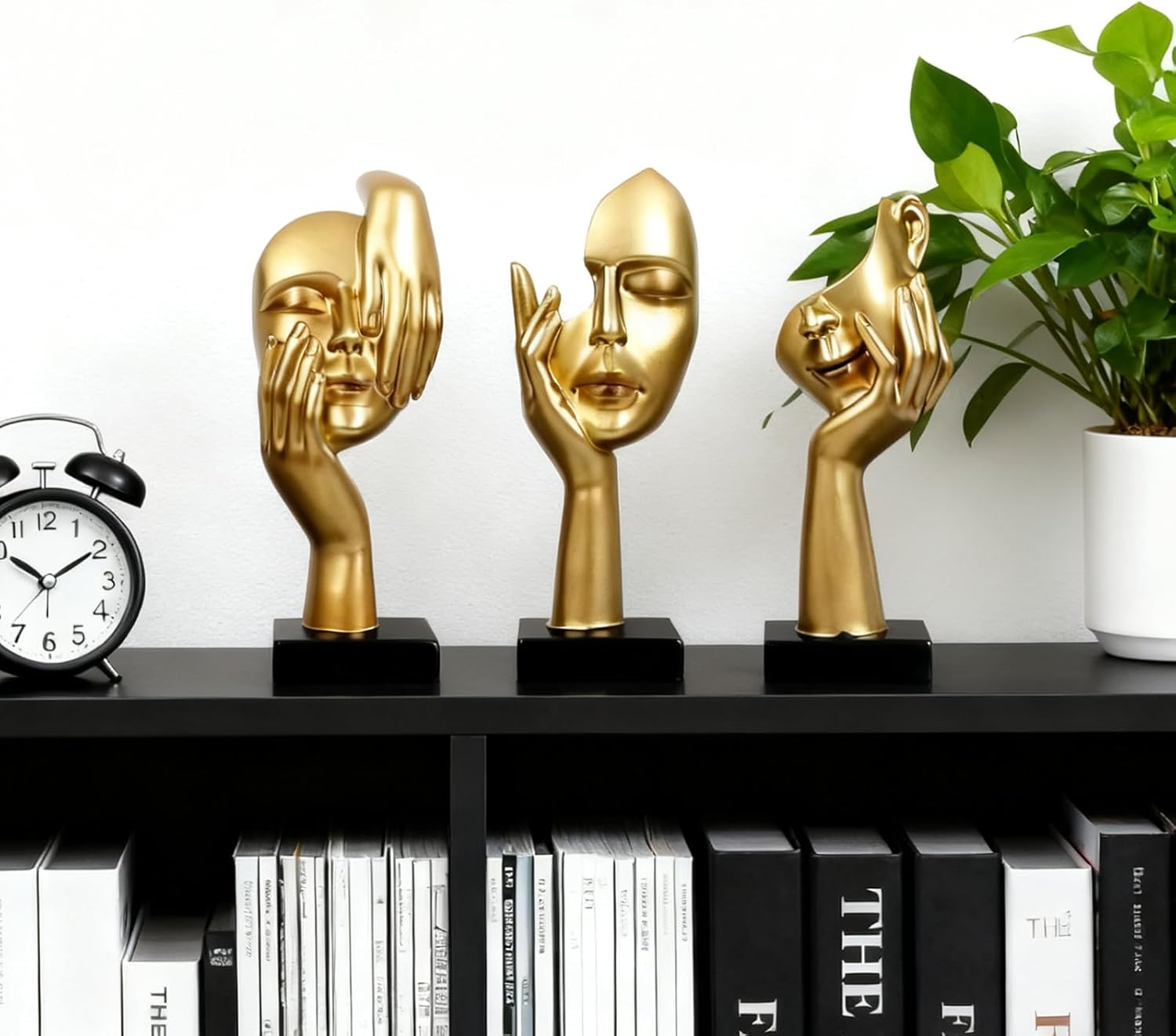 Thinker Statue / Collectible Figurines / Golden / Set of 3