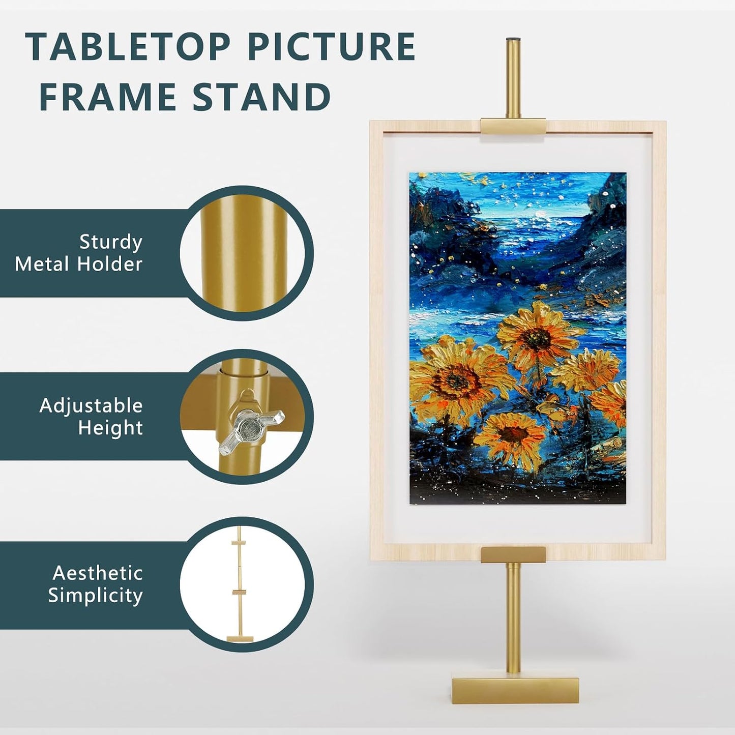 Picture Frame Stand Frame Holder Table Easels / Gold / 29 Inch