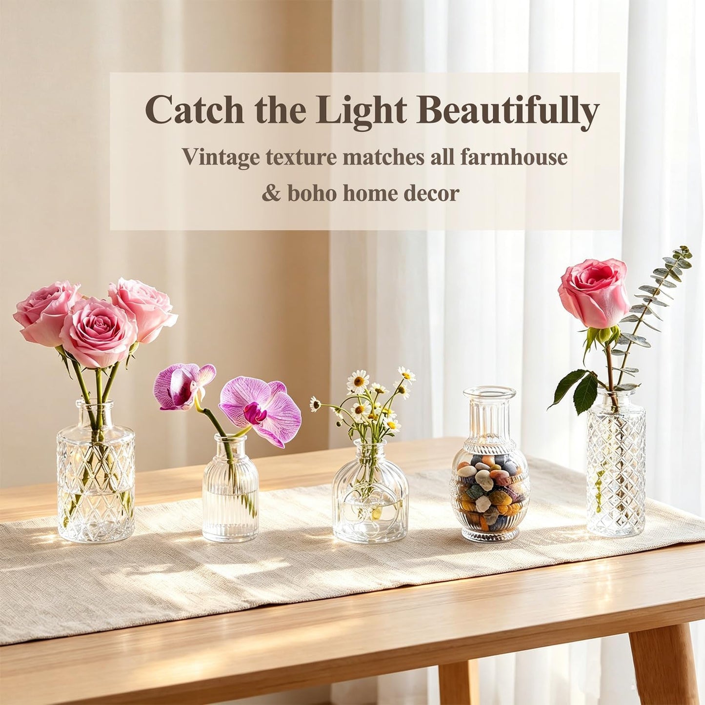 Glass Bud Vase Pcs / Clear / Set of 12