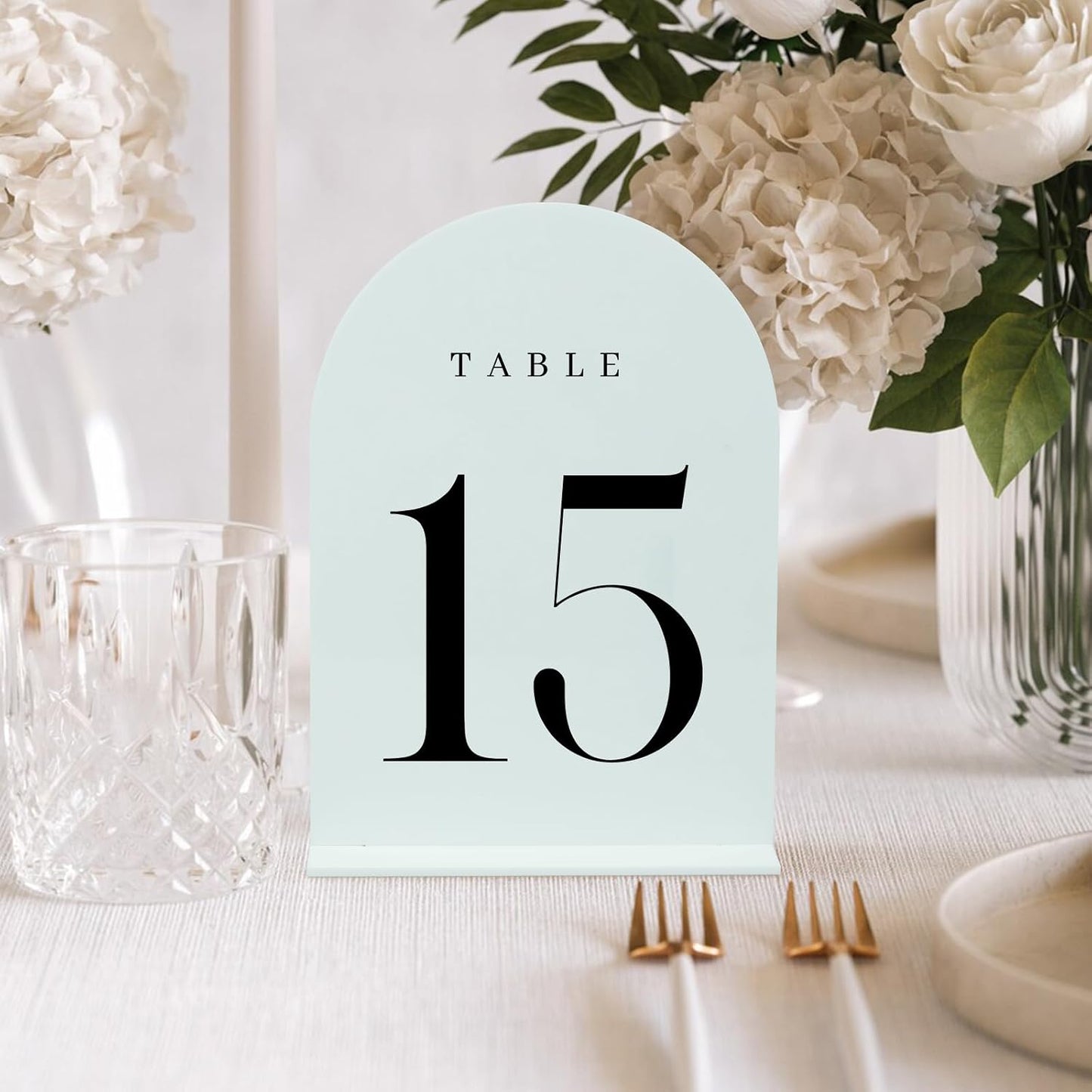 White Arch Table Numbers for Wedding, 25 Pack 5"x7" White Arch Acrylic Table Numbers 1-25 with stand, Perfect for