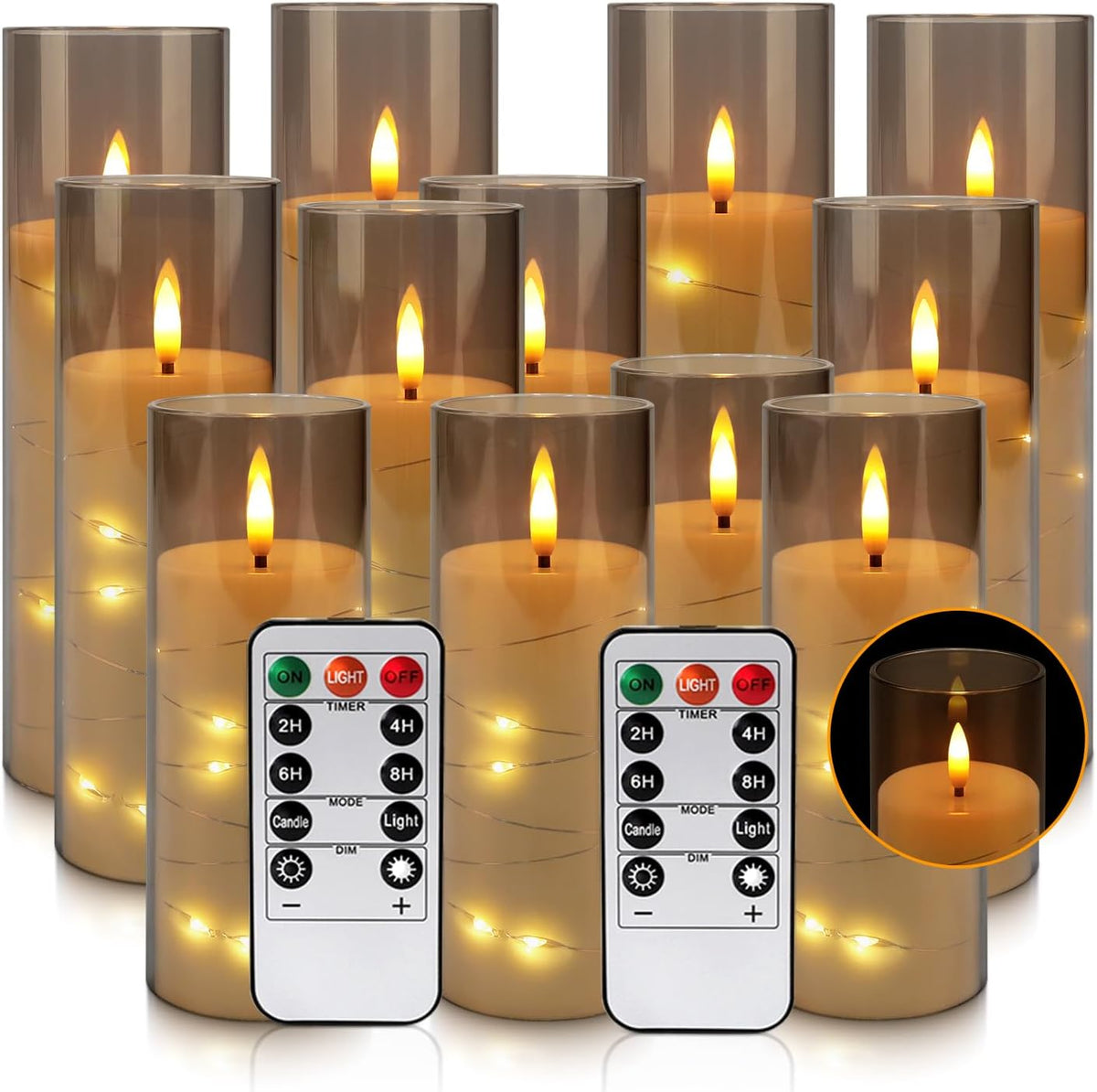 YOROXRG Flickering Flameless Candles Battery Operated with Remote,Led Pillar Candles with Realistic Moving Wick Candles