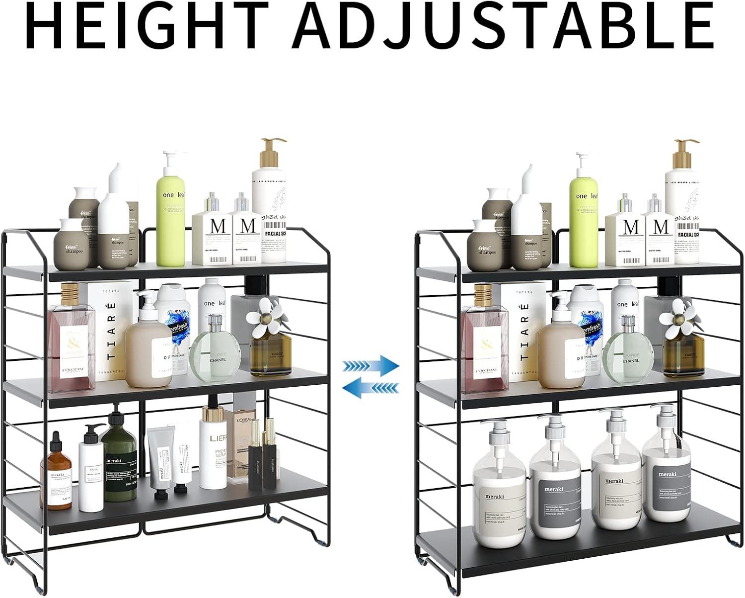 BOIVSHI Bathroom Countertop Organizer, 3-Tier Bathroom Counter Organizer, 8-Levels Height Adjustable, Bathroom