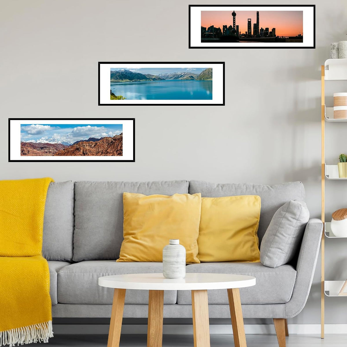 JCJMY 10x30 Picture Frame with 8x24 Mat Set of 4, Display Photo 8x24 with Mat or 10 x 30 Without Mat, Wall Hanging