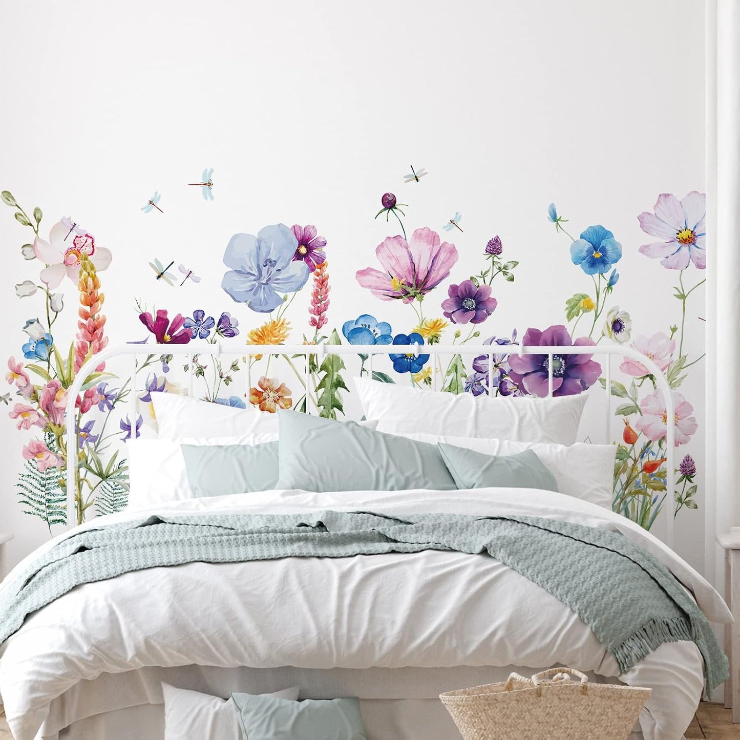 Flowers Wall Decals Stickers Vinyl Removable Peel and Stick Colorful / Beautiful / Set of 6