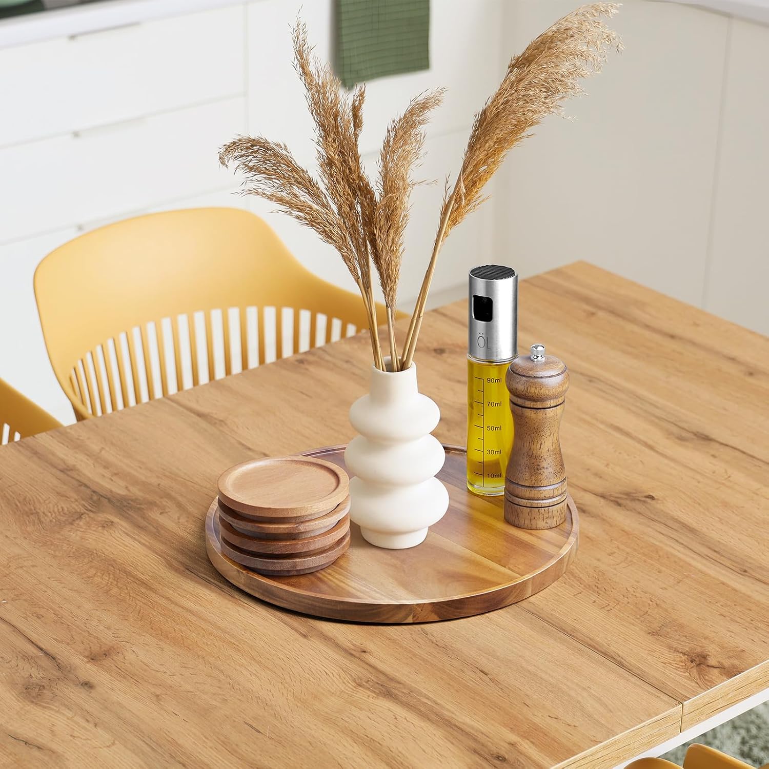 Wood Round Tray / Acacia / 12 Inch / Set of 12