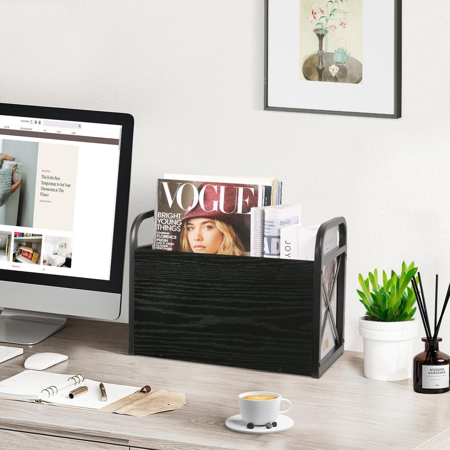 YINMIT Magazine Holder, Magazine Rack Floor, Magazine Storage Basket, Folder Organizer Bin for Books, Newspapers
