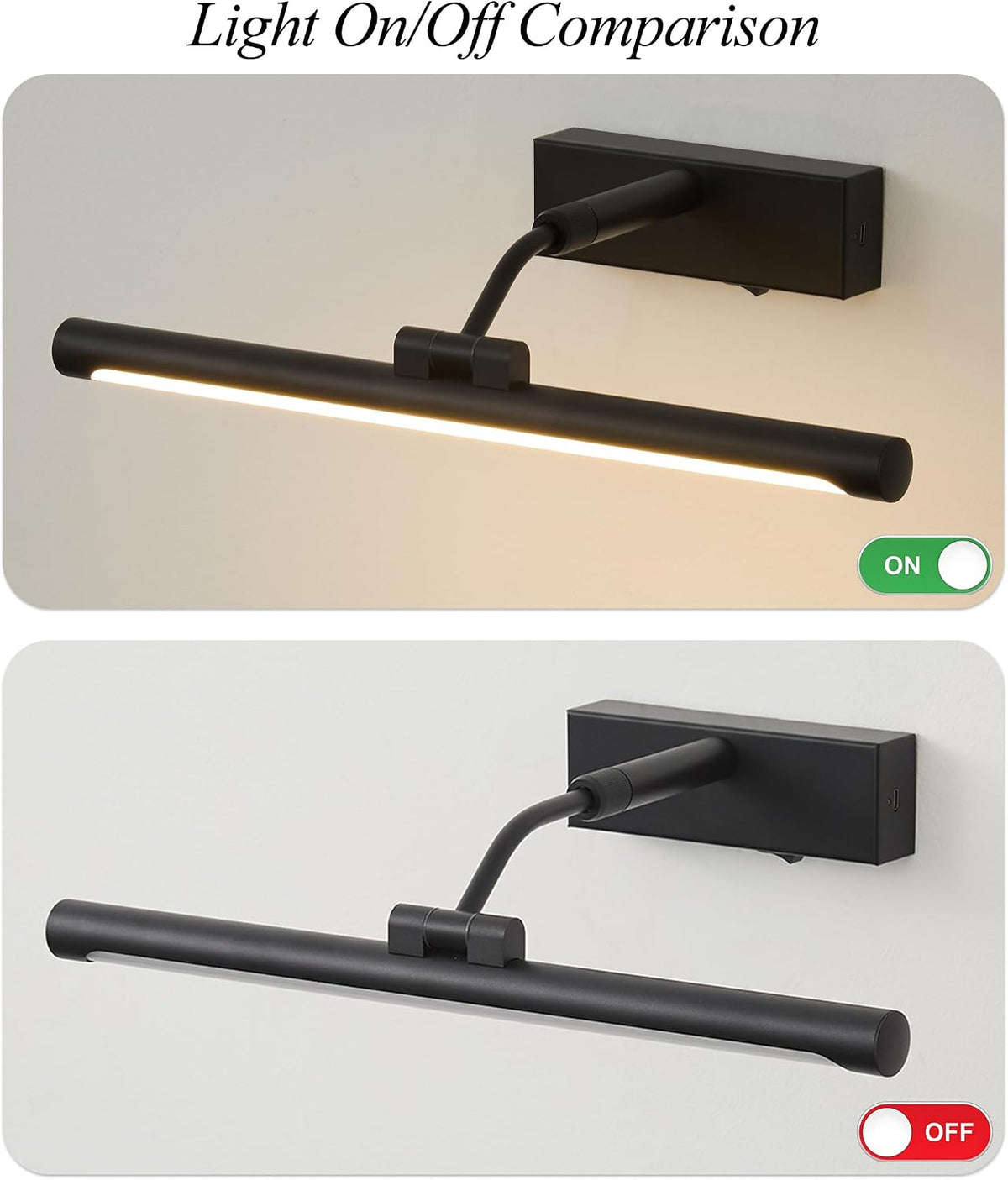 Picture Lights for Wall Battery Operated,16 Inch Black Wireless Rechargeable Art Lights for Pictures,3CCT Dimmable