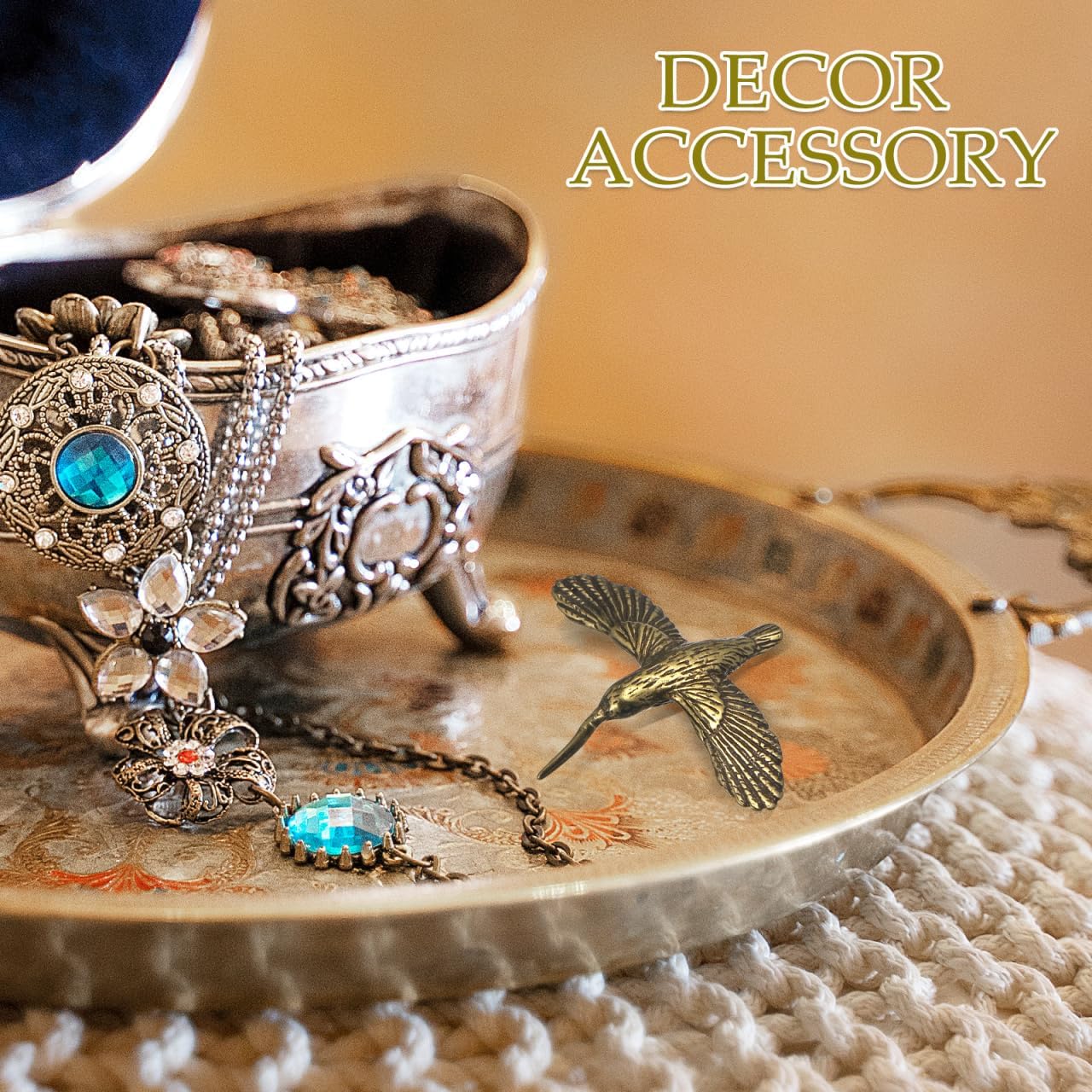 Retro Decor Brass Hummingbird Figurines Retro Guardian Small Bird Figurines Tabletop / Set of 2