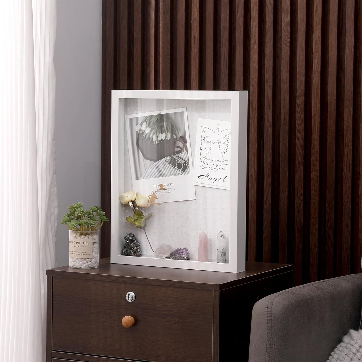 Muzilife 11x14 Shadow Box Wood Picture Frame, HD Glass, 2PCS, White | FSC-Certified MDF | Soft Acid-free Linen Board