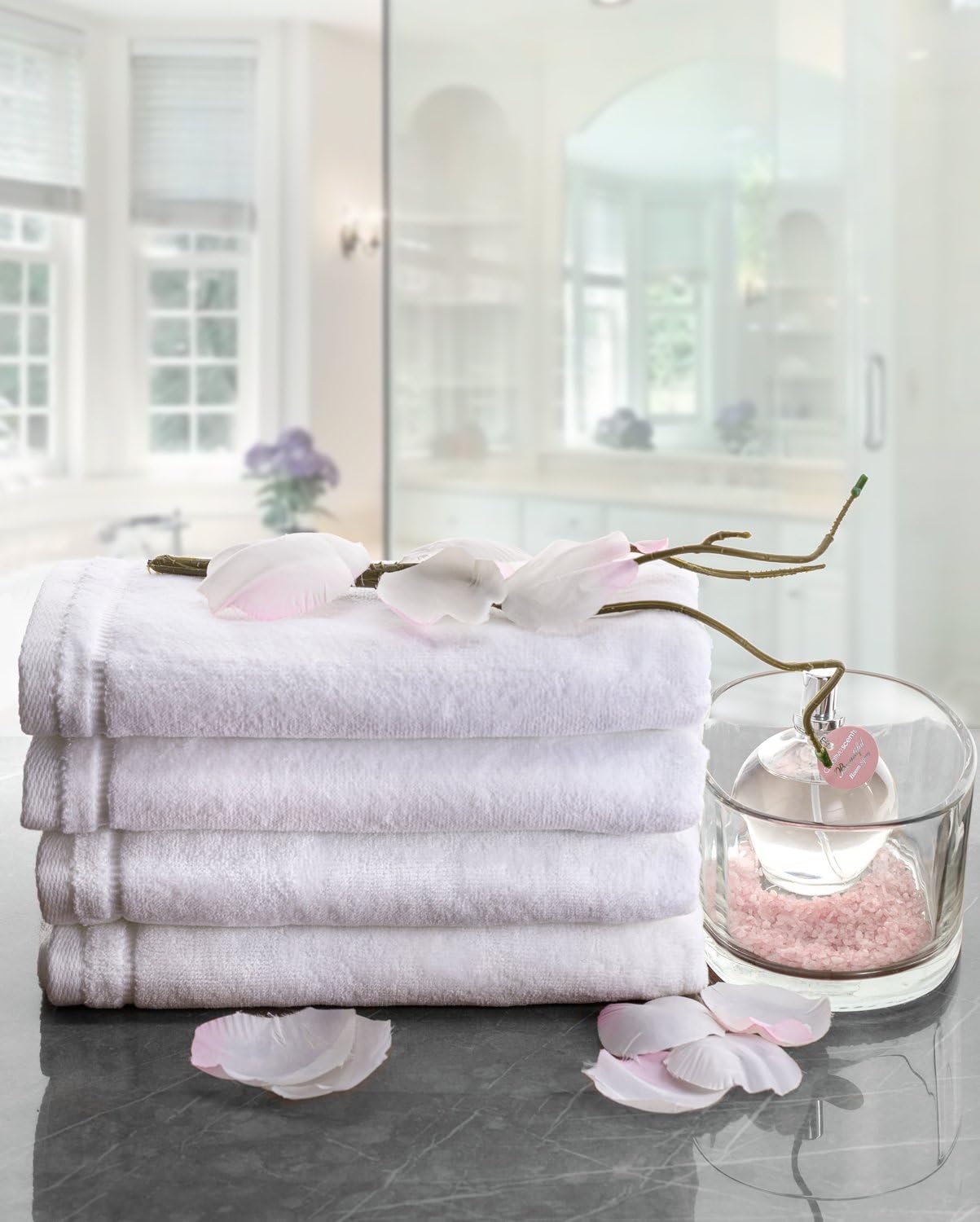 Monogrammed Towels Fingertip, Personalized Gift, 11 x 18 Inches - Set of 4- Silver Embroidered Towel - Extra Absorbent