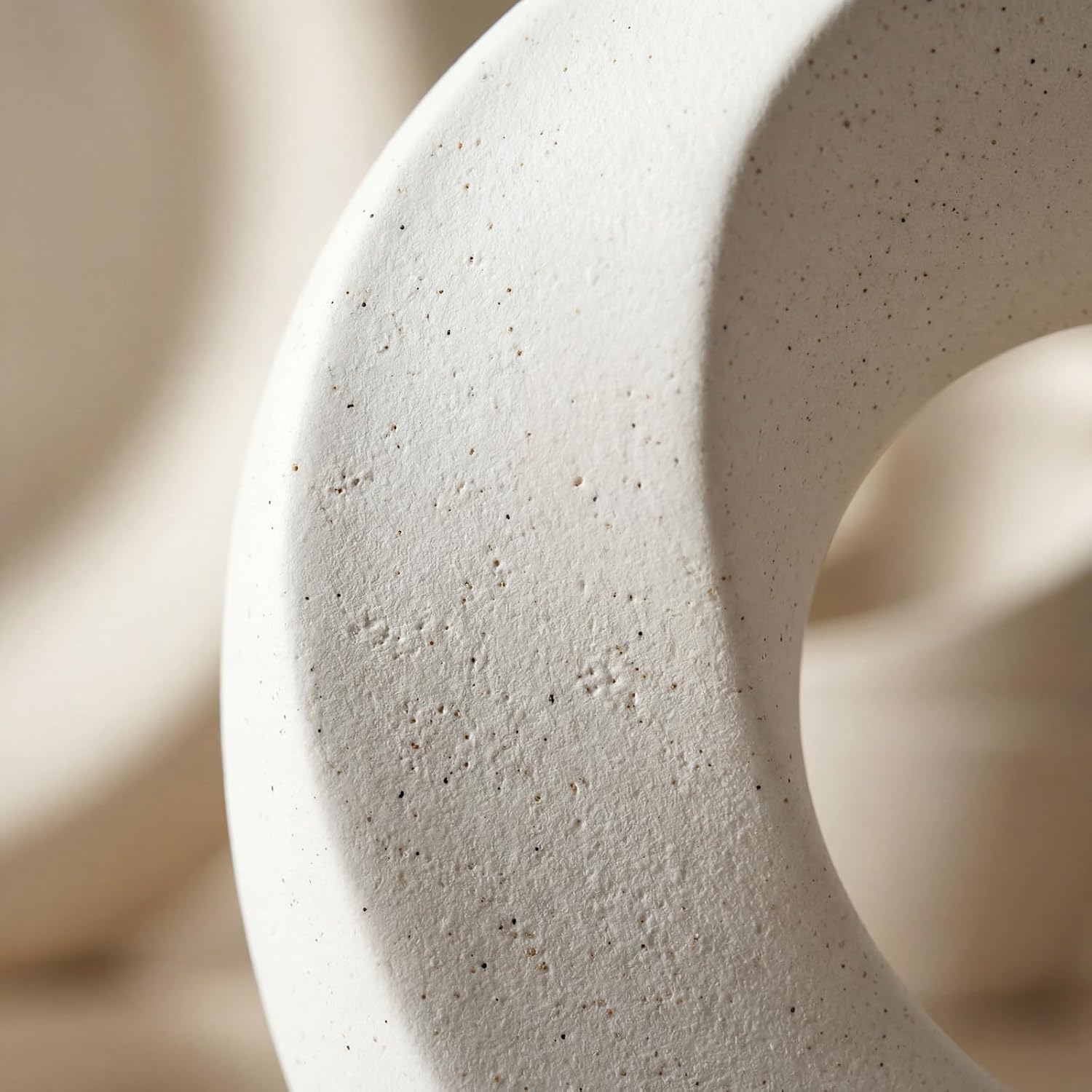 Modern Speckled Matte Circular Hollow Vase / Speckled White / Large - 10.24