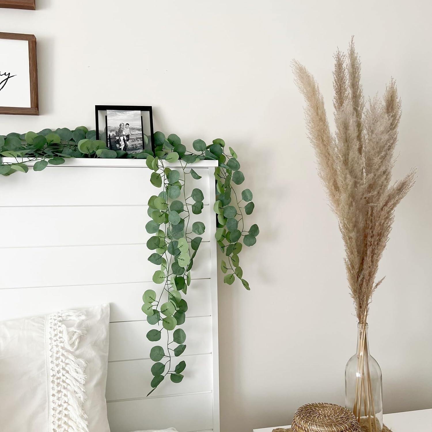 Artificial Eucalyptus Leaves Table Greenery Garland Wreath Spring Vines / 56FT / Set of 8