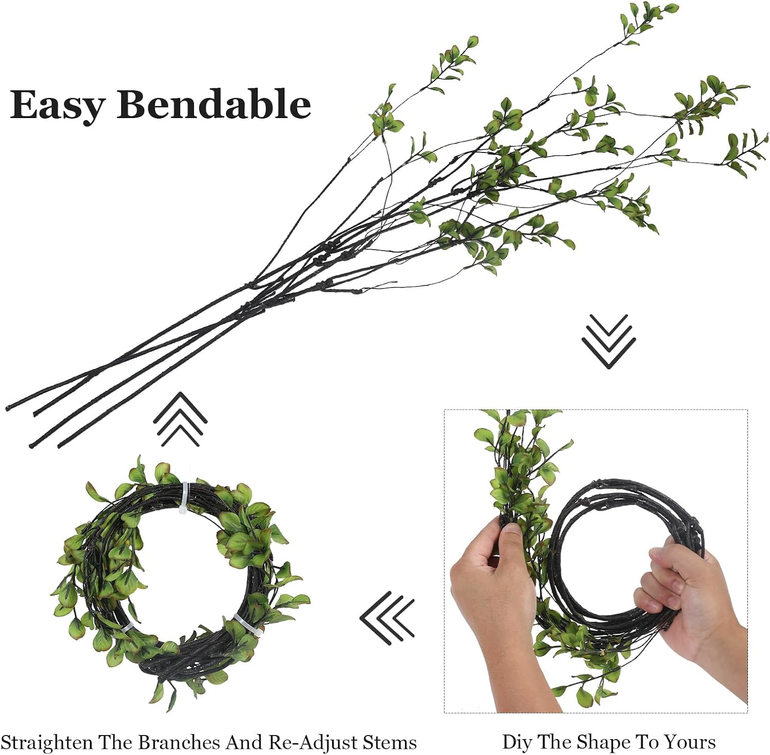 38.5" Tall All- Artificial Branches / Green / Set of 4