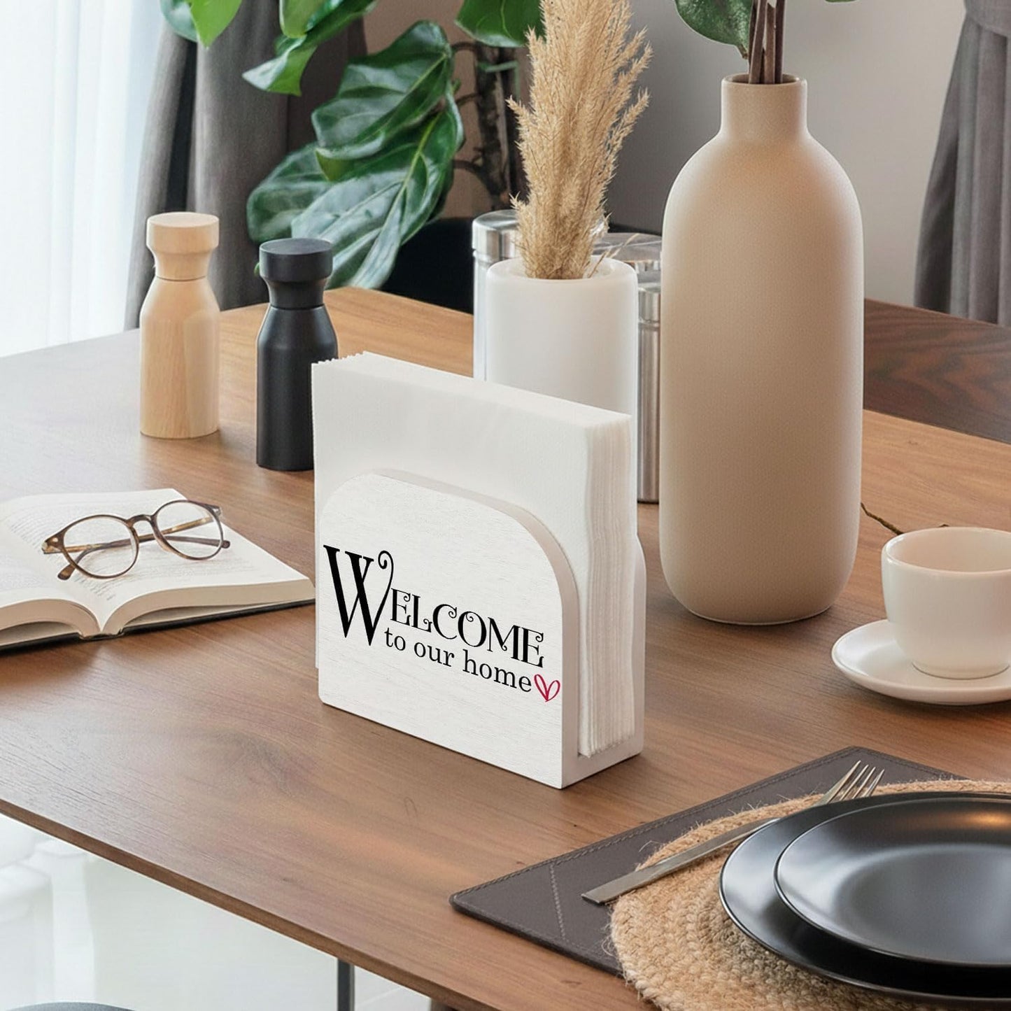 Welcome to Our Home Wood Napkin Holder / Welcome Home
