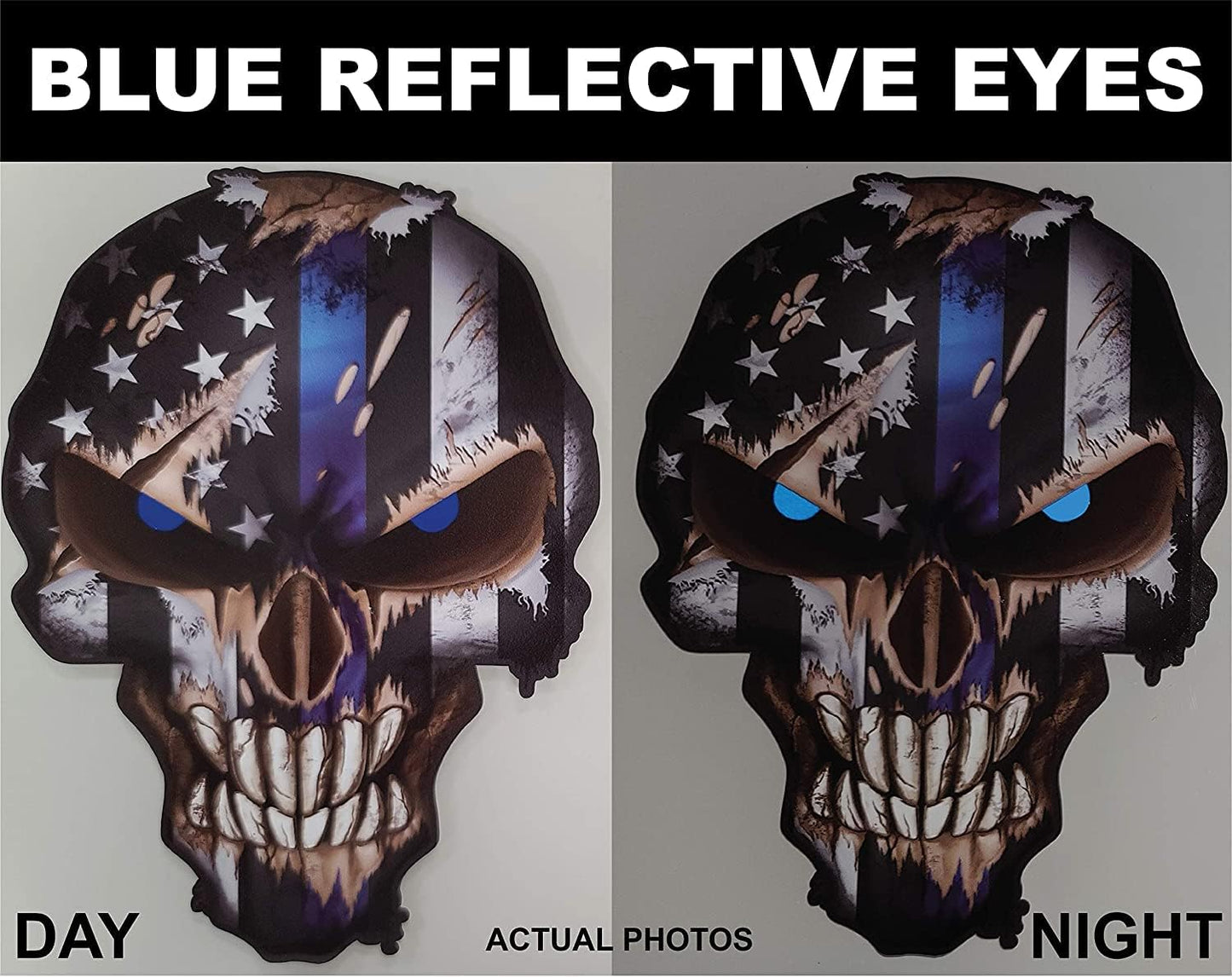 Skull Decal Sticker / Blue Line / 24 Inch